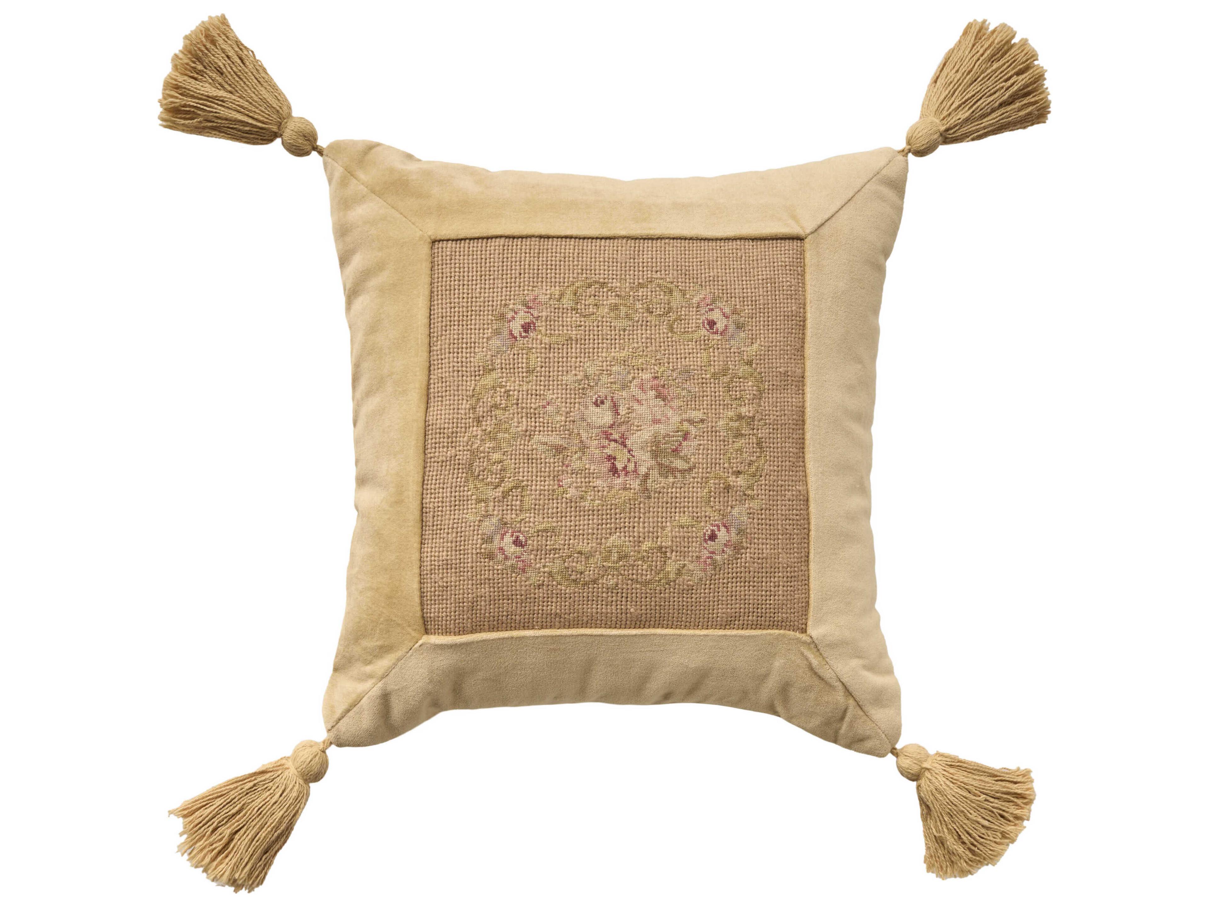 Nourison Mina Victory Vintage Floral Checkers 15" x 15" Blush Pillow