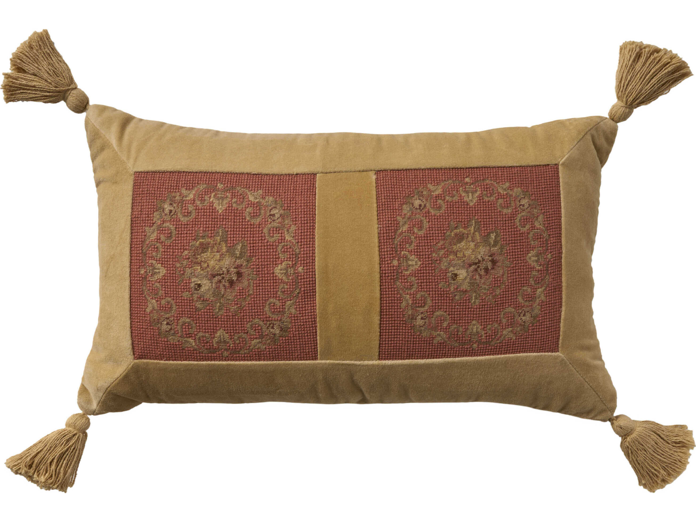 Nourison Mina Victory Vintage Floral Panels 12" x 22" Coral Pillow