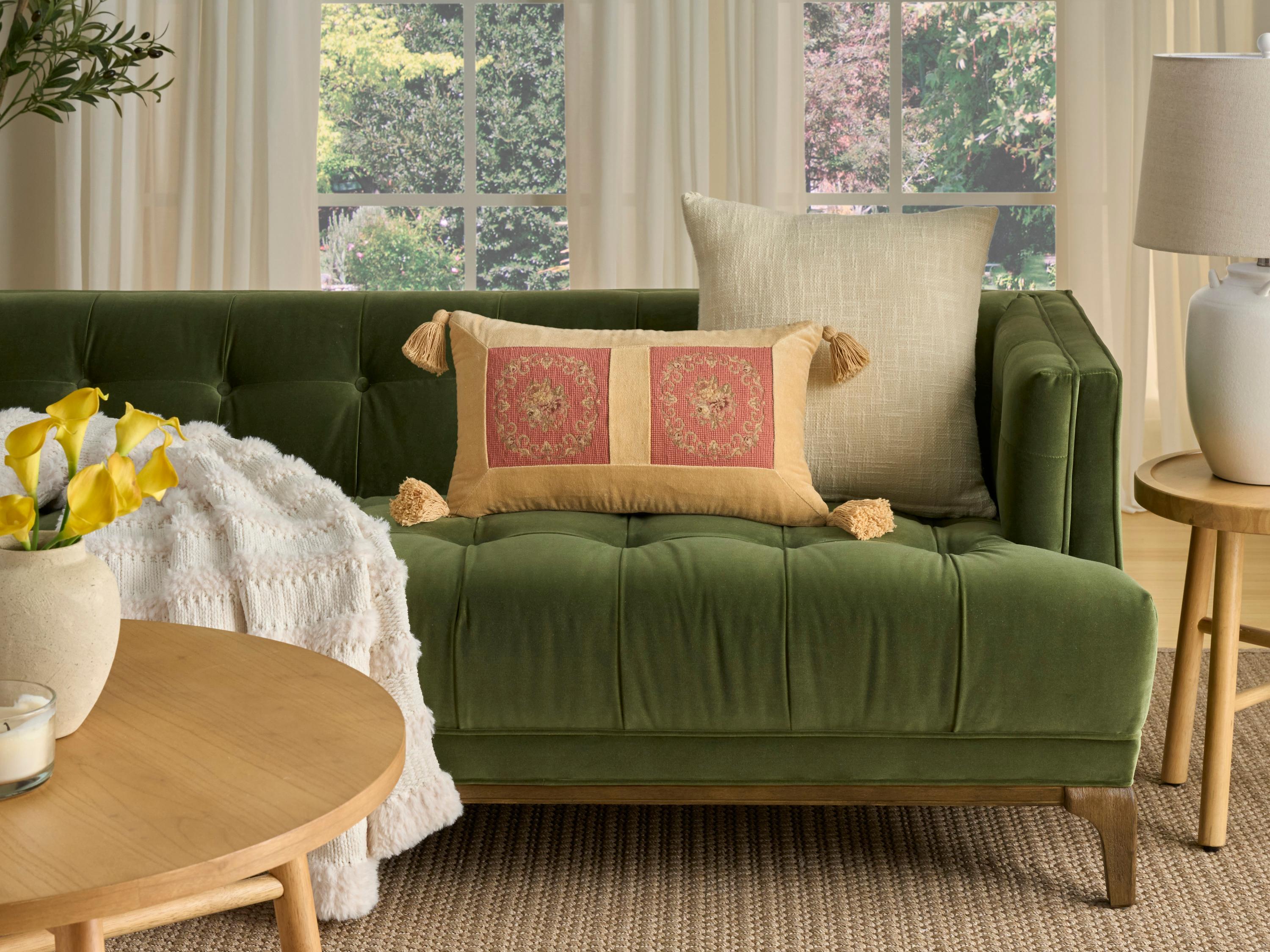 Nourison Mina Victory Vintage Floral Panels 12" x 22" Coral Pillow