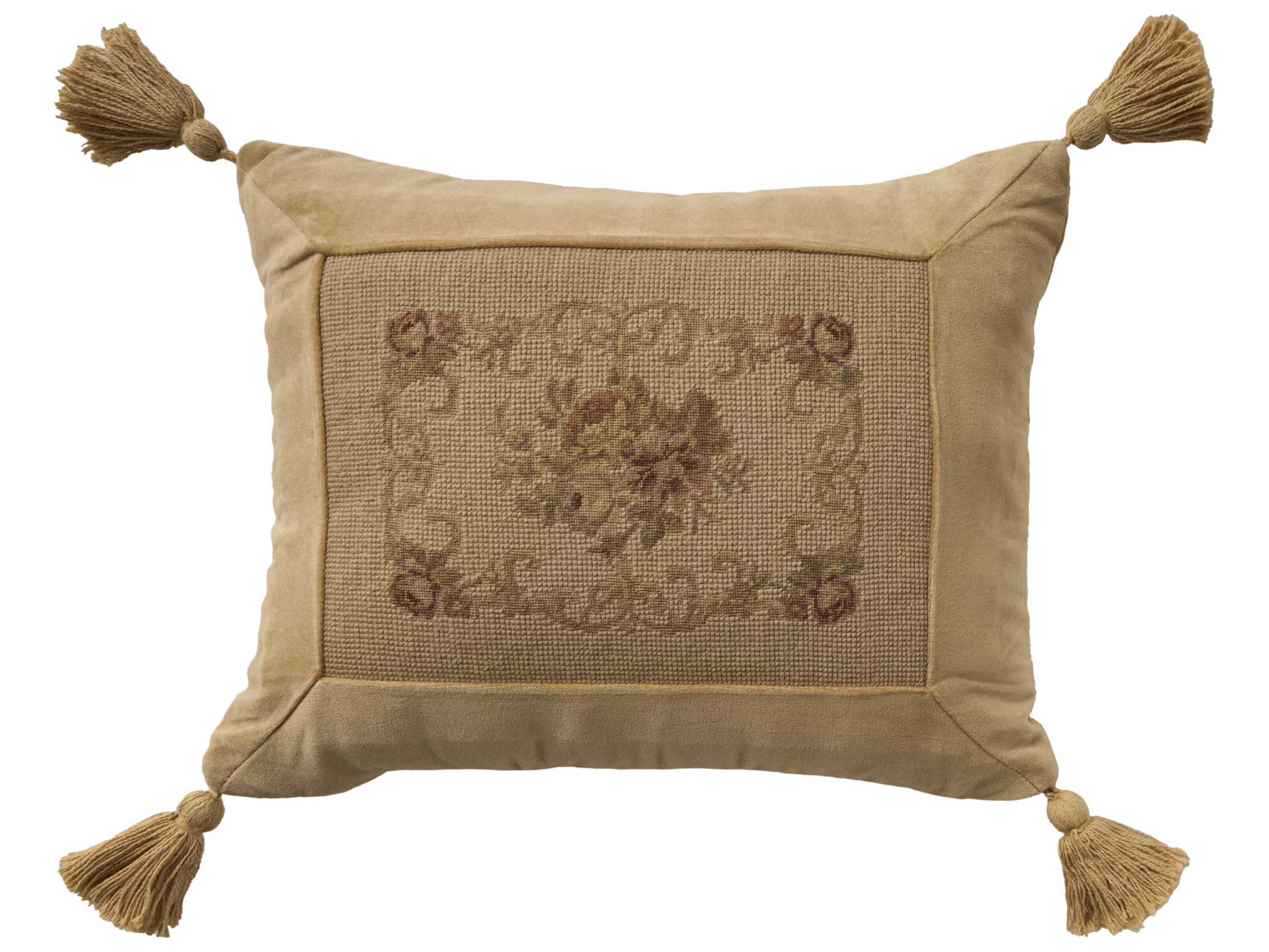 Nourison Mina Victory Vintage Floral Center 14" x 18" Beige Pillow