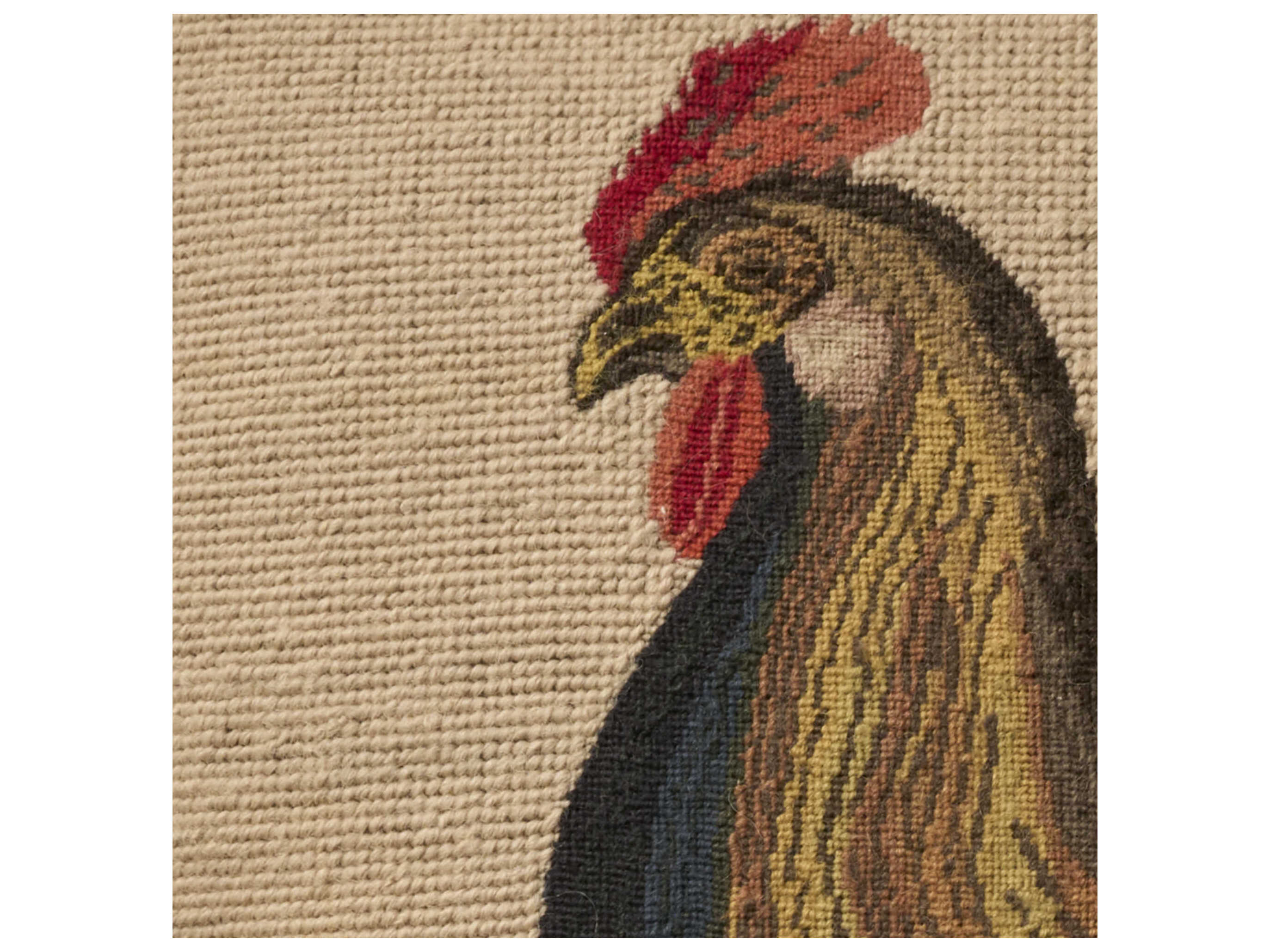 Nourison Mina Victory Vintage Rooster 20" x 20" Beige Pillow