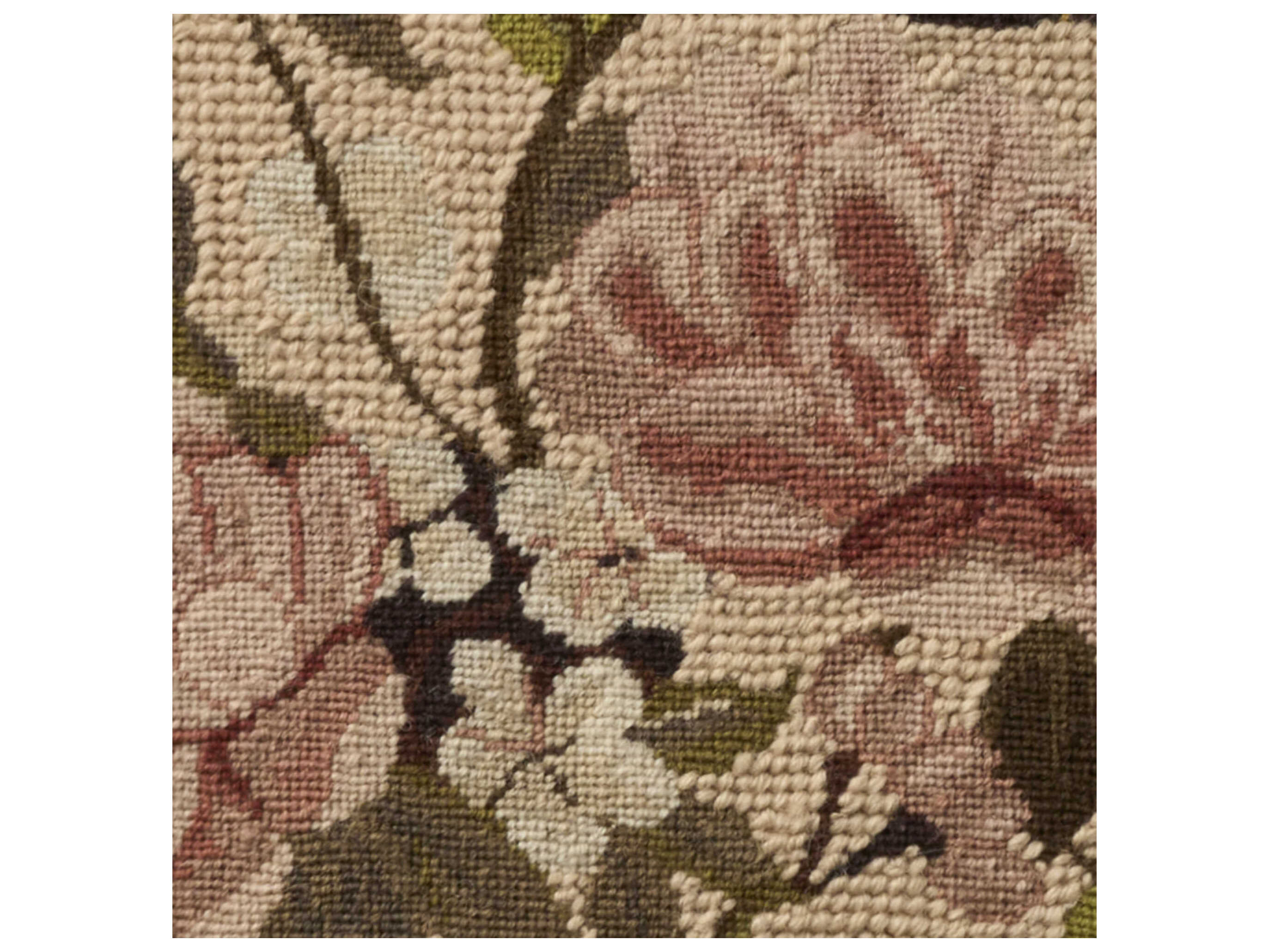 Nourison Mina Victory Vintage Pink Flowers 16" x 20" Beige Pillow