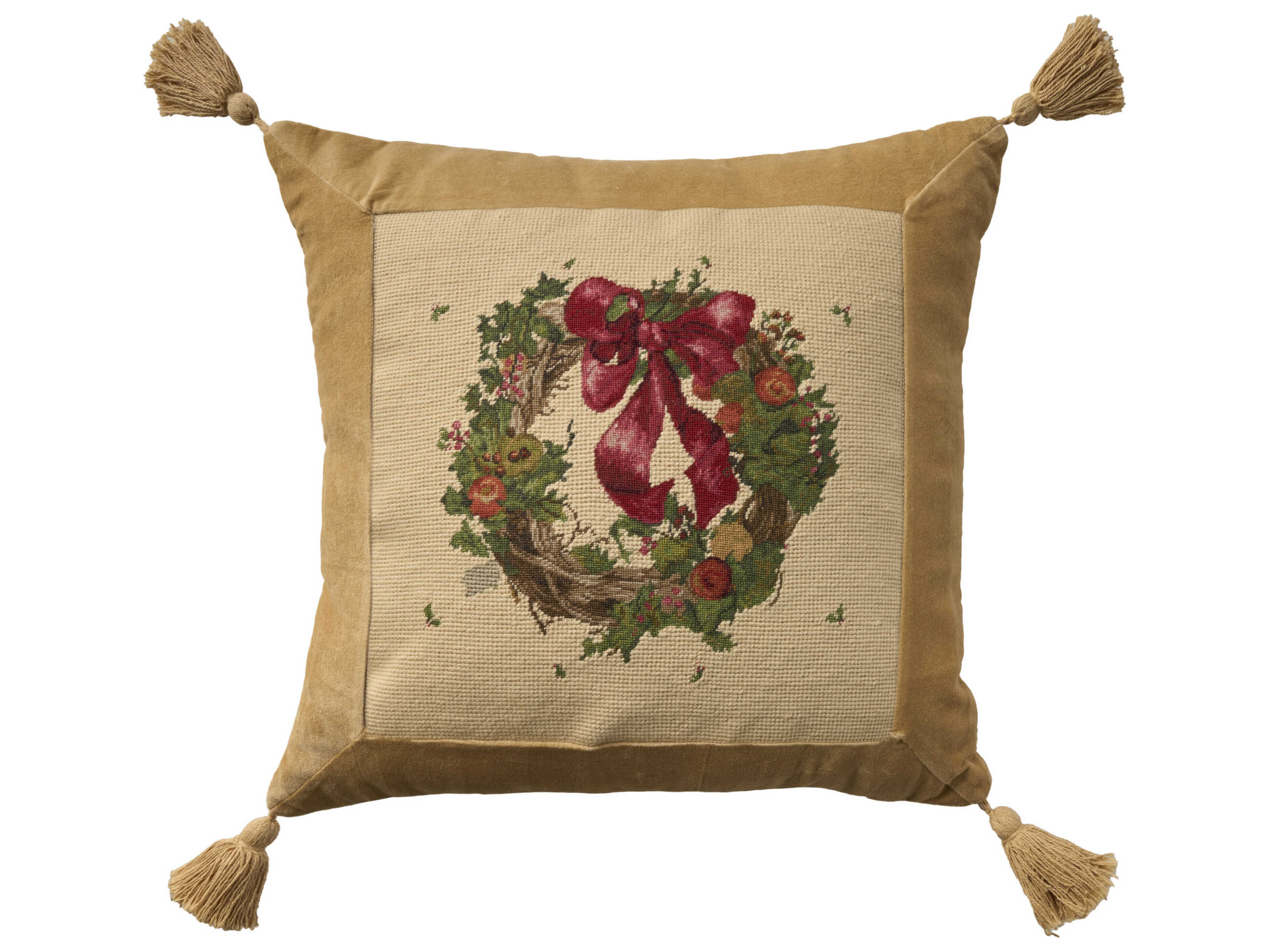 Nourison Mina Victory Vintage Wreath 19" x 19" Beige Pillow