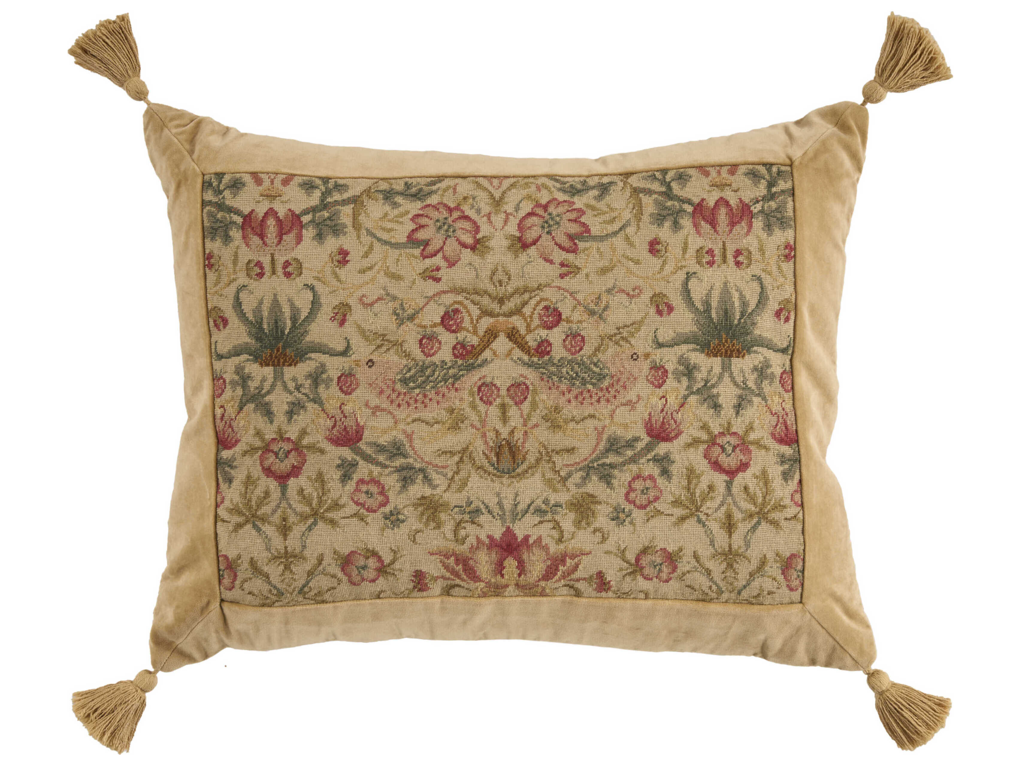 Nourison Mina Victory Vintage Wm Morris 20" x 26" Beige Pillow