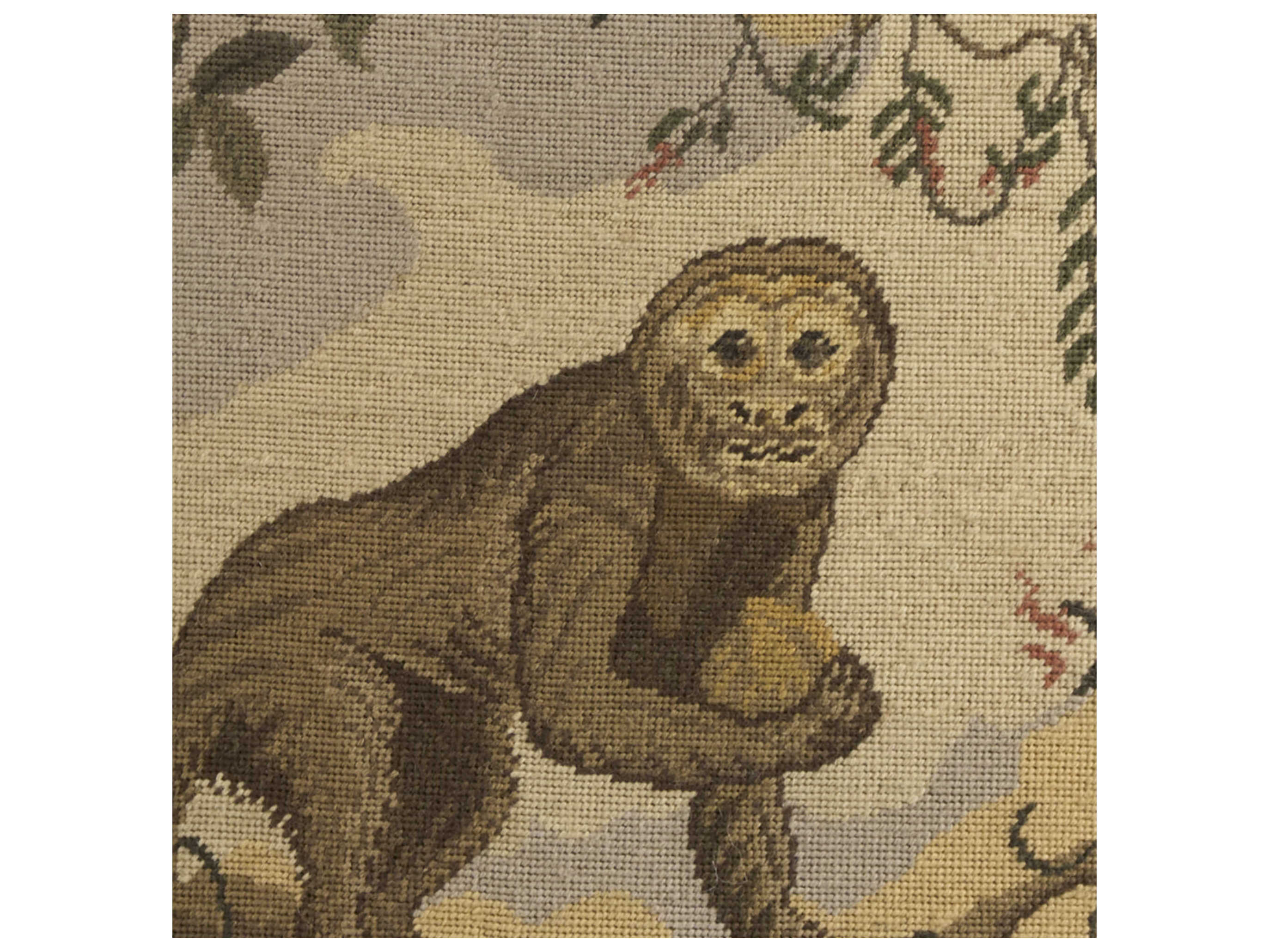 Nourison Mina Victory Vintage Monkey On Branch 21" x 24" Multicolor Pillow