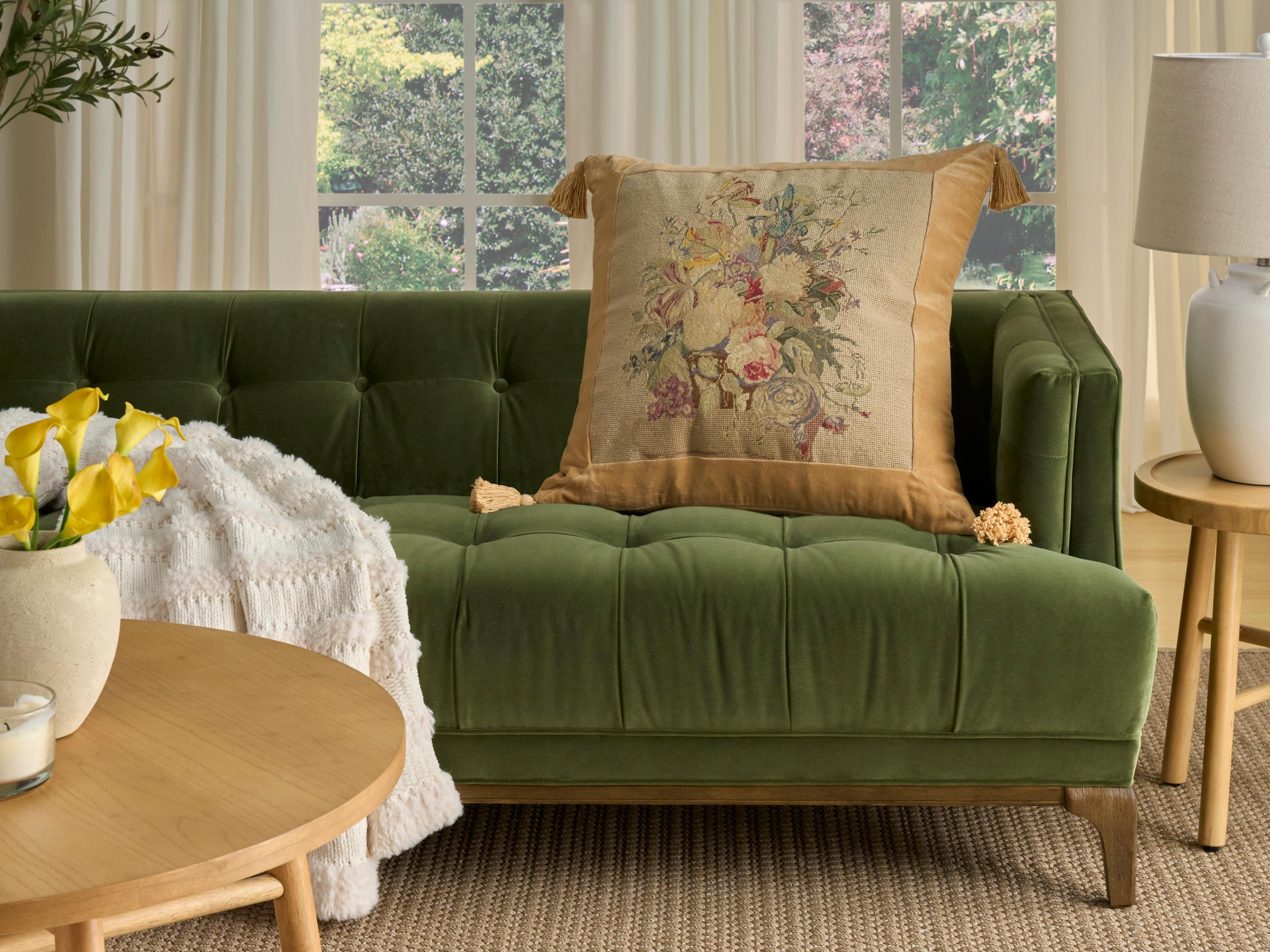 Nourison Mina Victory Vintage Floral Bouquet 25" x 25" Beige Pillow