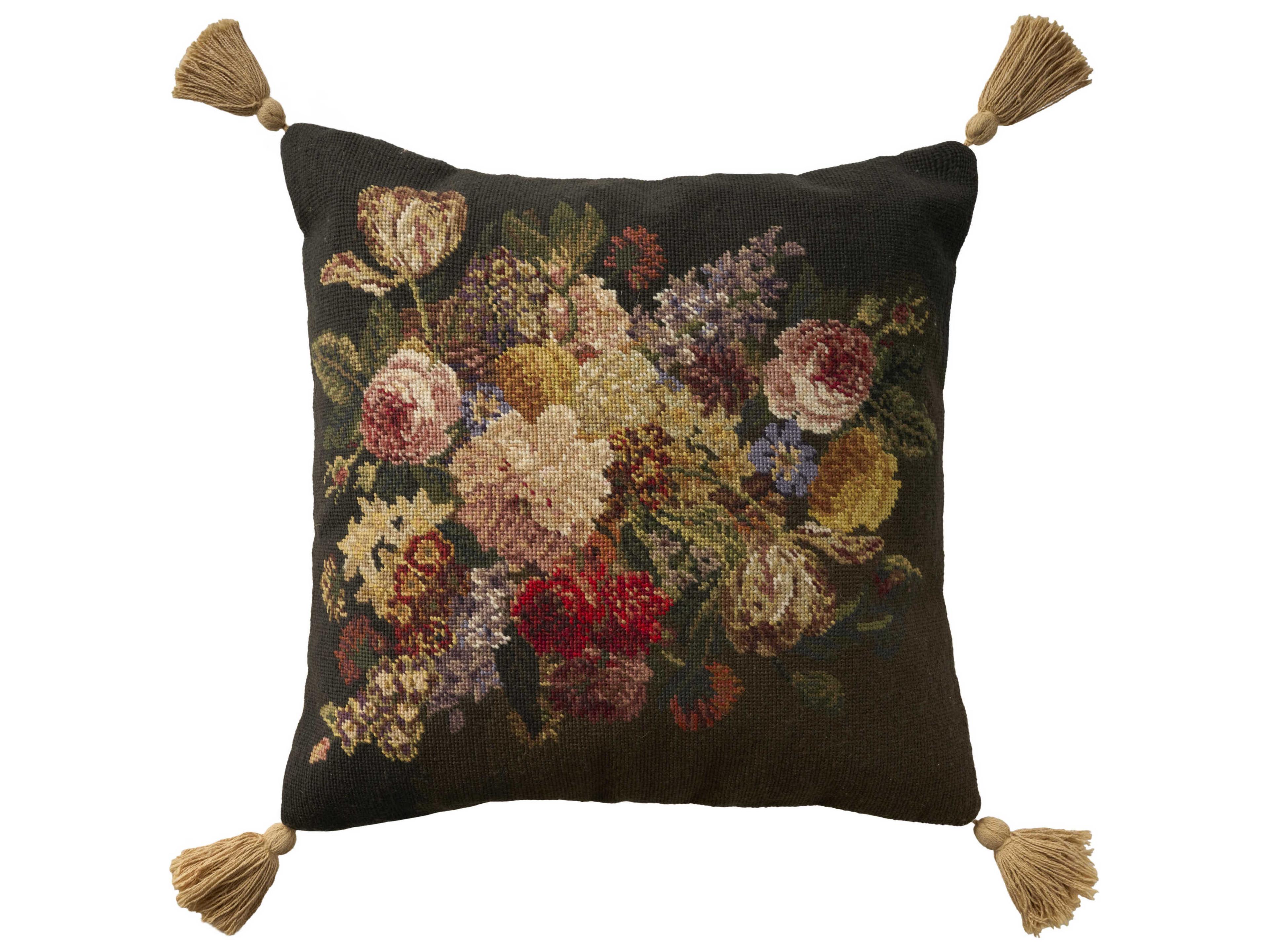 Nourison Mina Victory Vintage Floral 20" x 20" Multicolor Pillow