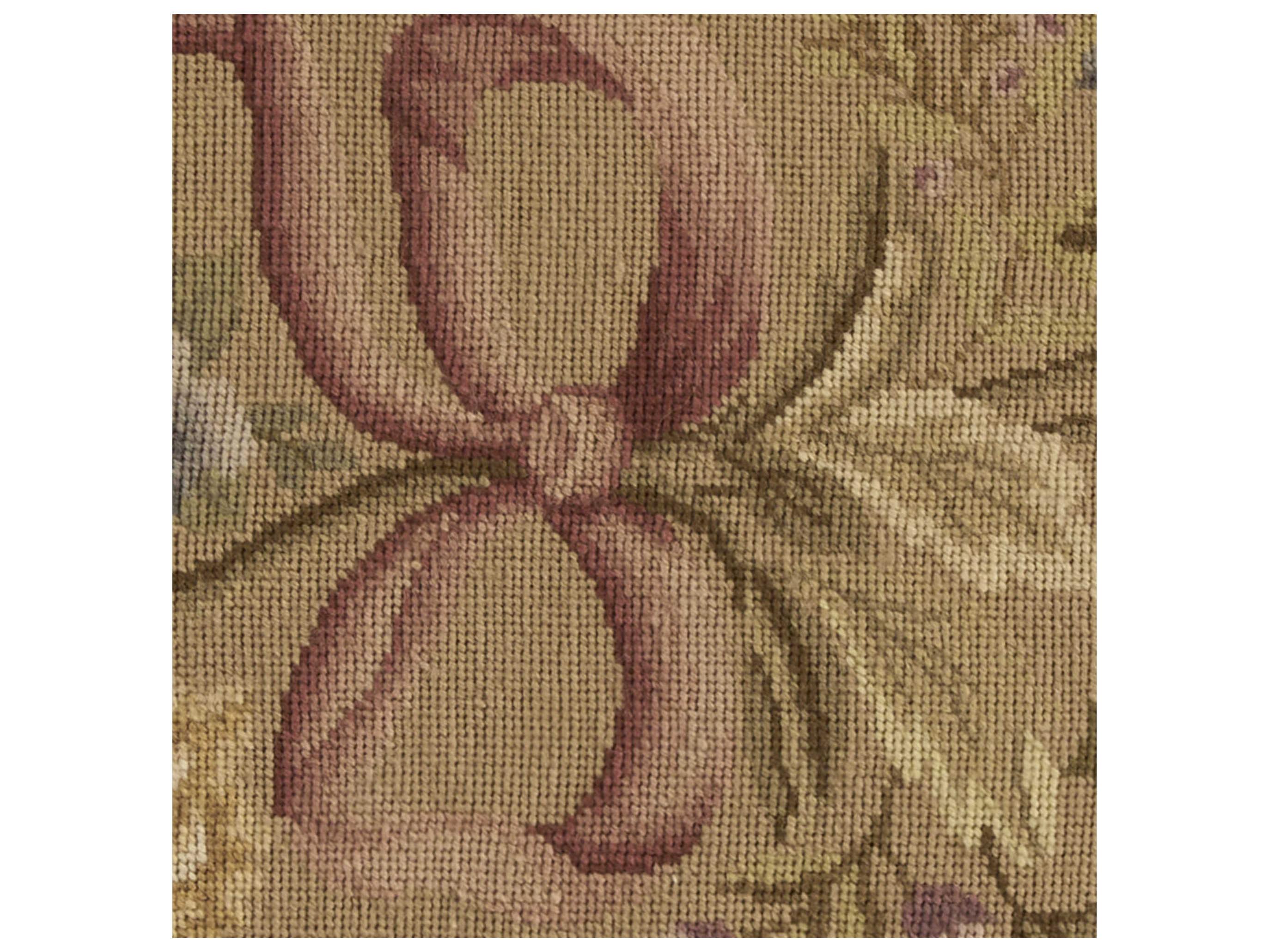 Nourison Mina Victory Vintage Floral Ribbon 19" x 25" Taupe Pillow