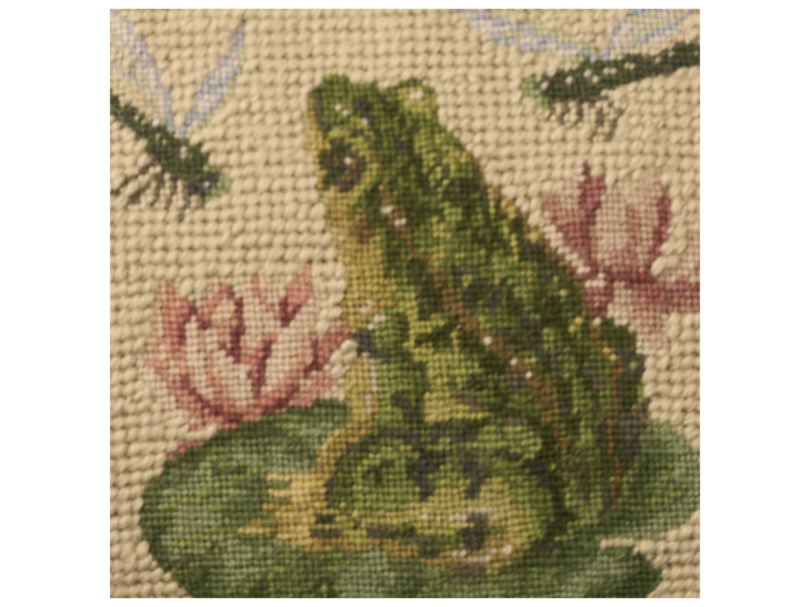 Nourison Mina Victory Vintage Frog 12" x 28" Seafoam Pillow