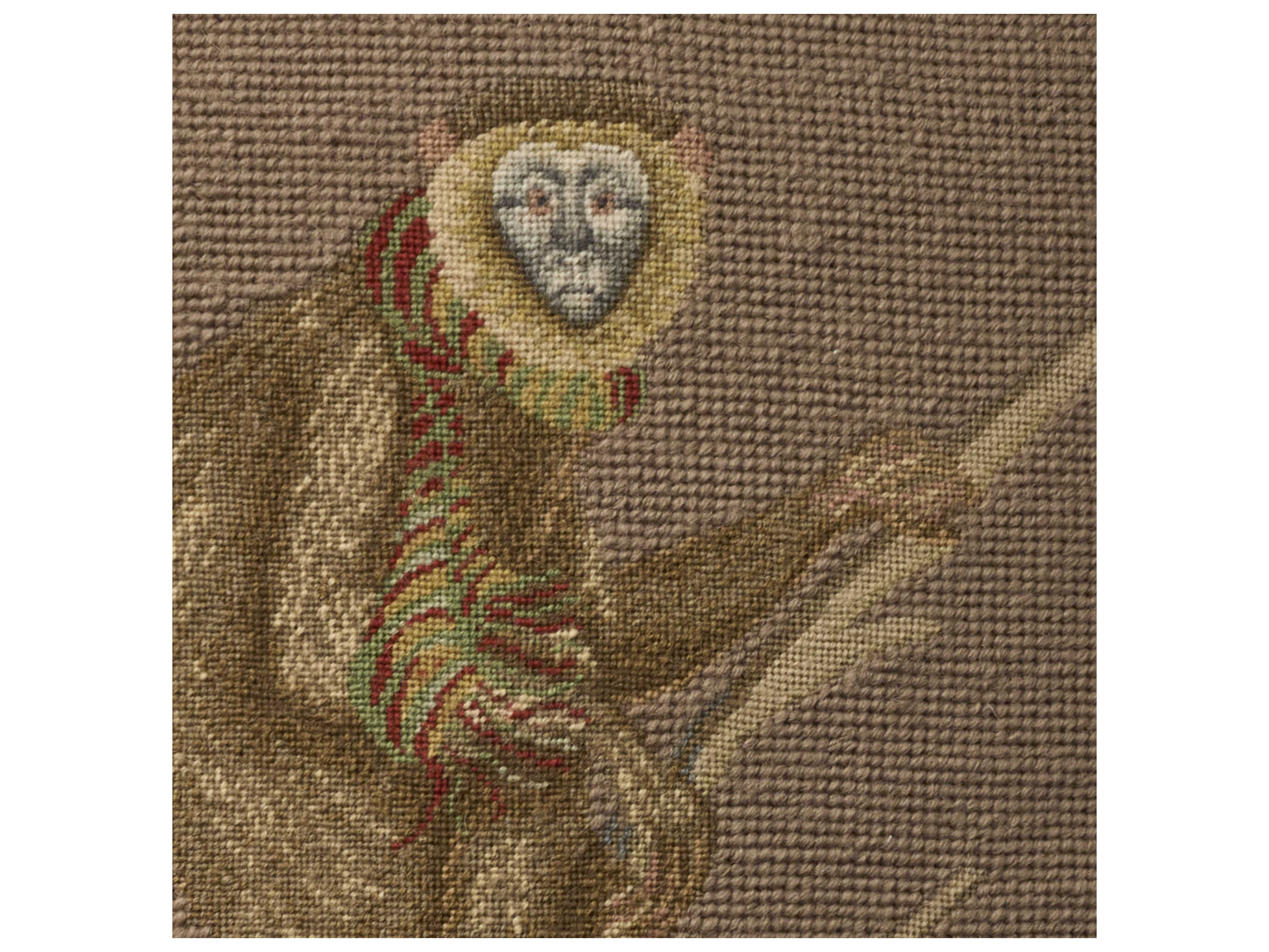 Nourison Mina Victory Vintage Monkey On Branch 19" x 19" Taupe Pillow