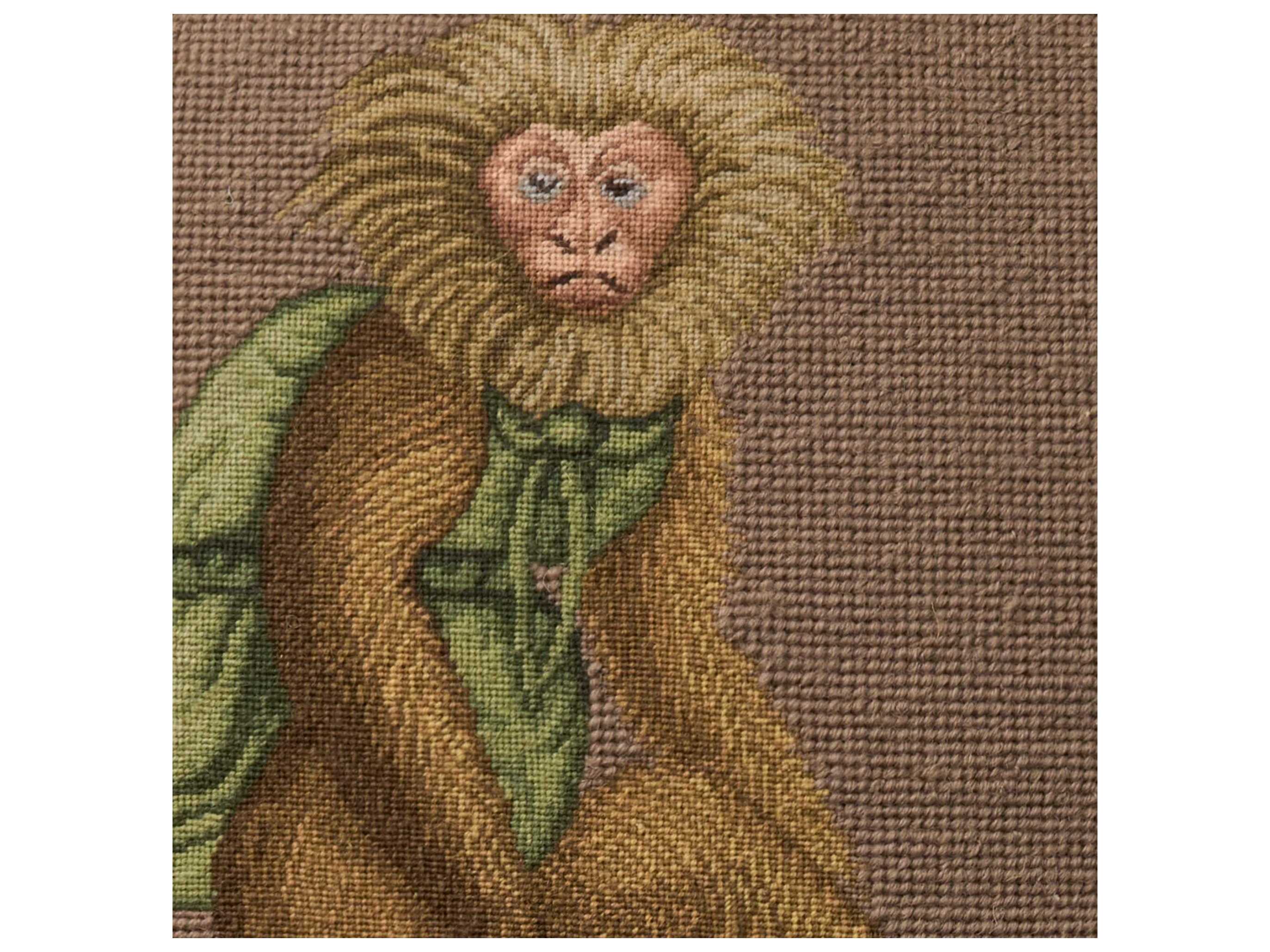 Nourison Mina Victory Vintage Monkey On Stone 19" x 19" Taupe Pillow