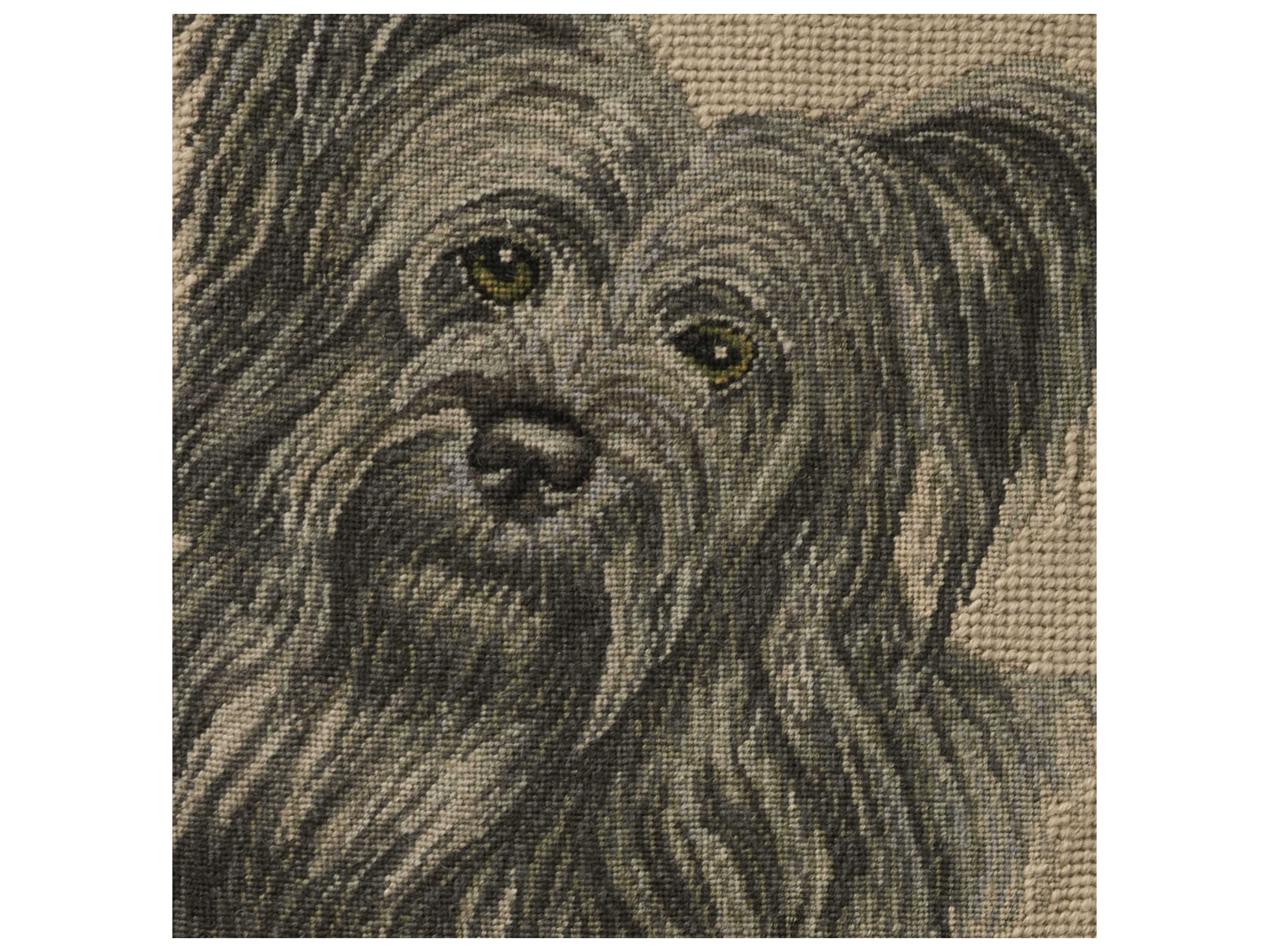 Nourison Mina Victory Vintage Grey Shih Tzu 20" x 20" Beige Pillow