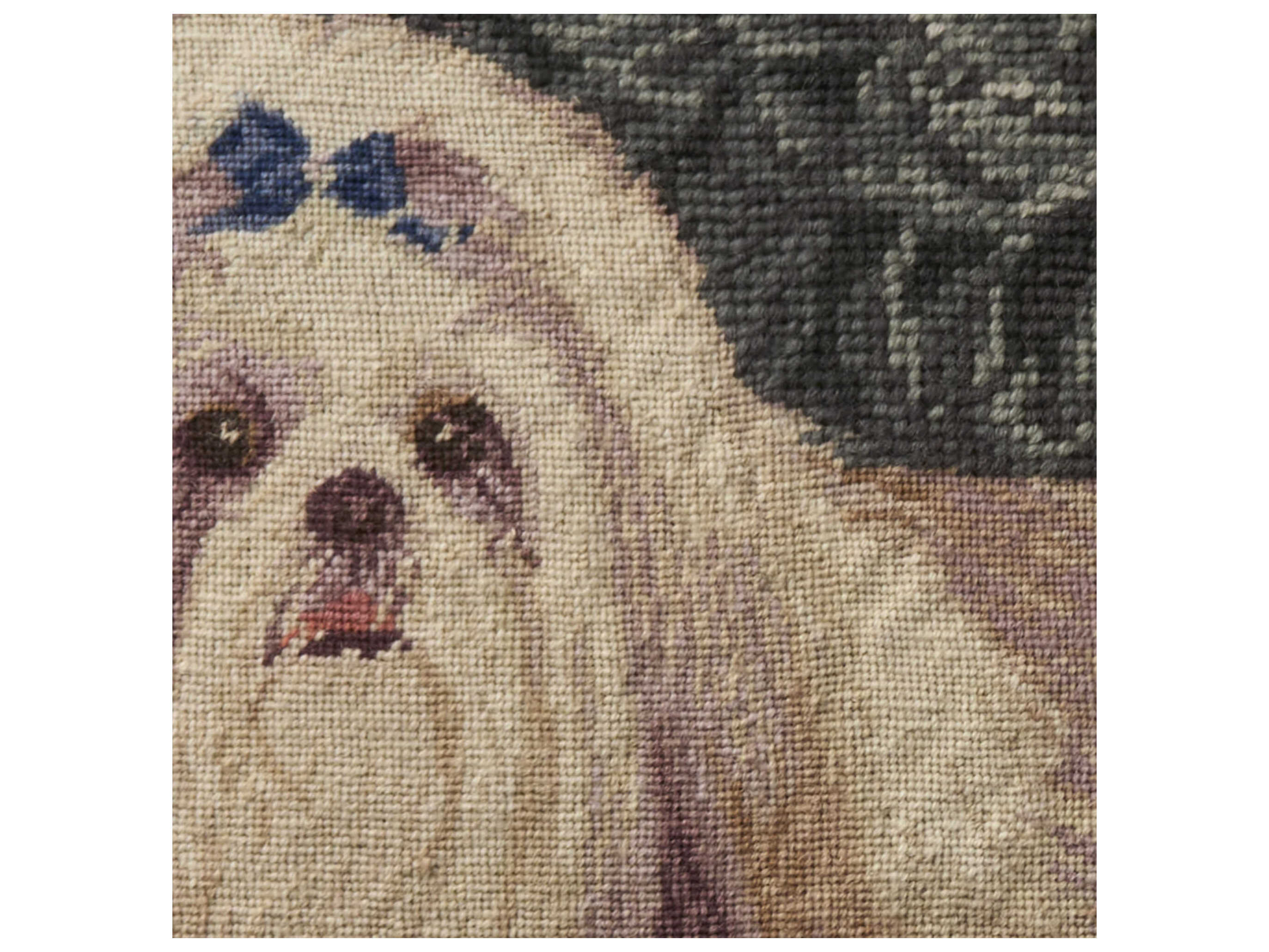 Nourison Mina Victory Vintage White Shih Tzu 20" x 20" Multicolor Pillow