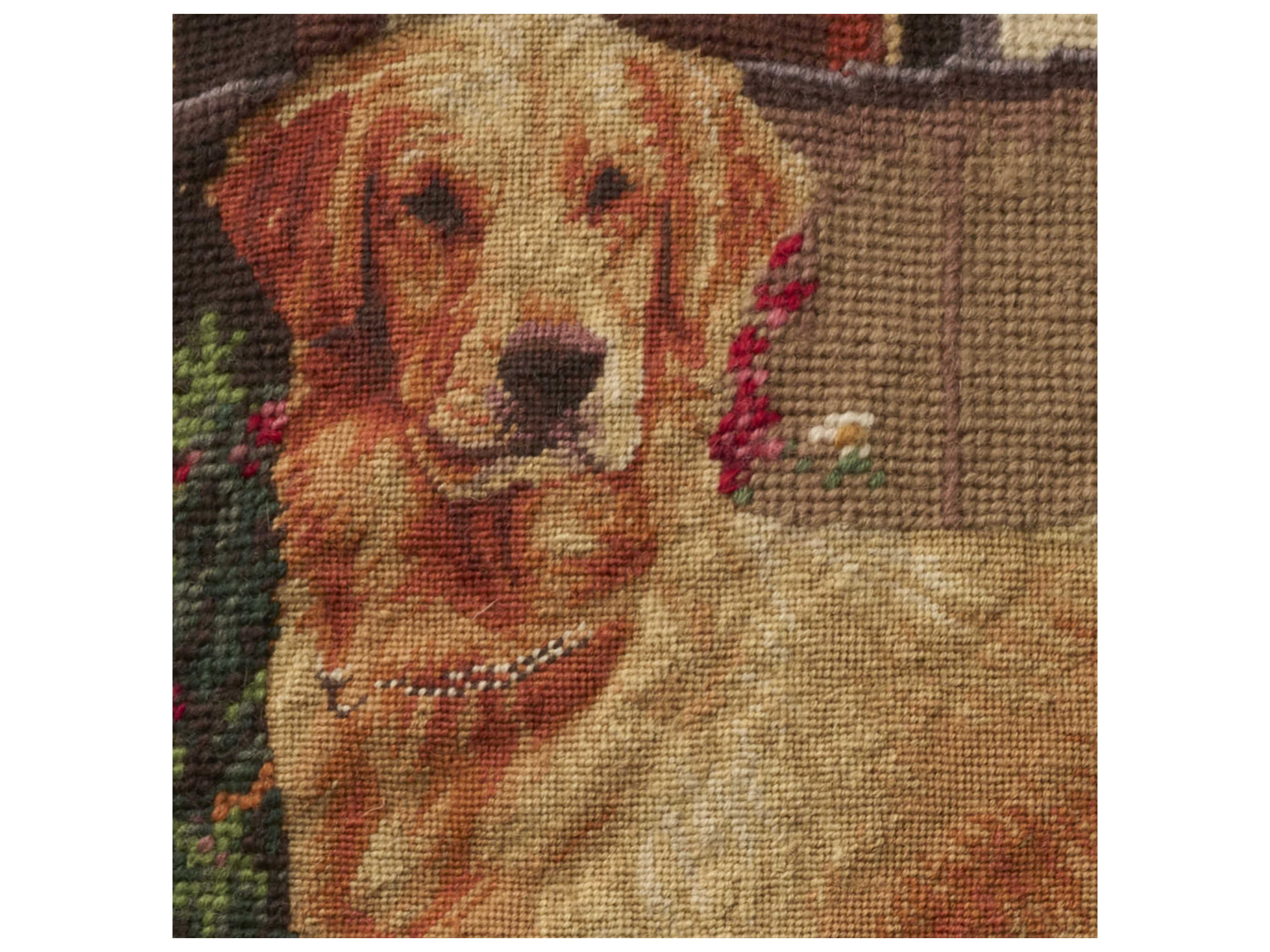 Nourison Mina Victory Vintage Golden Retriever 20" x 20" Multicolor Pillow