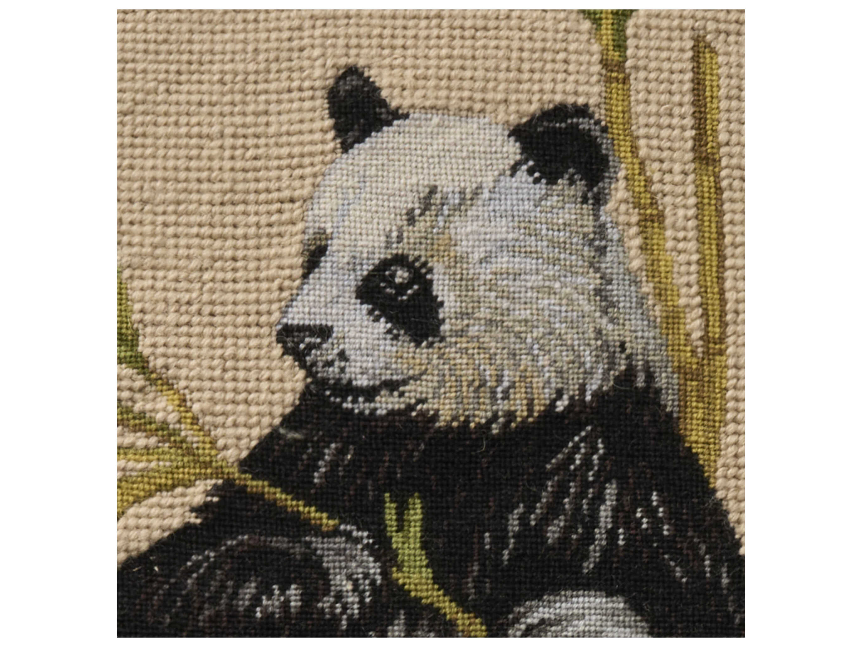 Nourison Mina Victory Vintage Panda 20" x 20" Beige Pillow