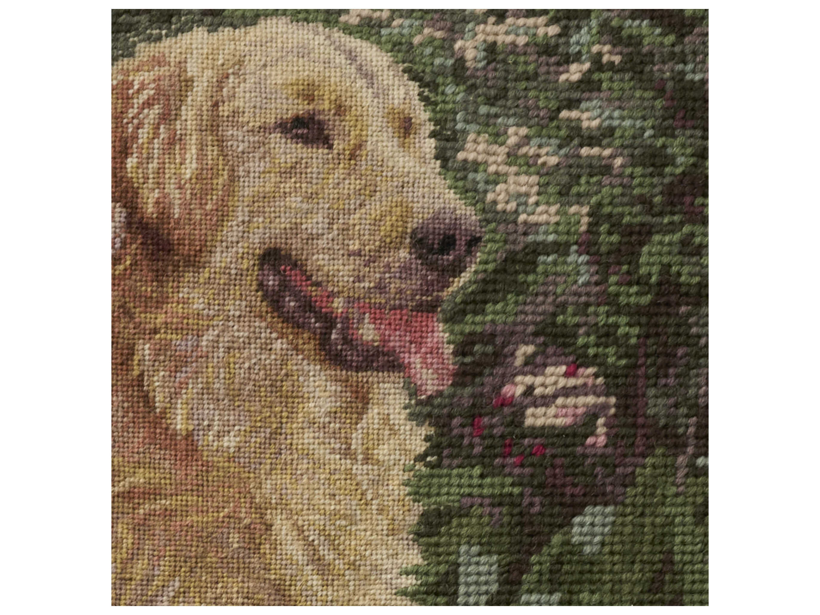 Nourison Mina Victory Vintage Golden Retriever 20" x 20" Green Pillow