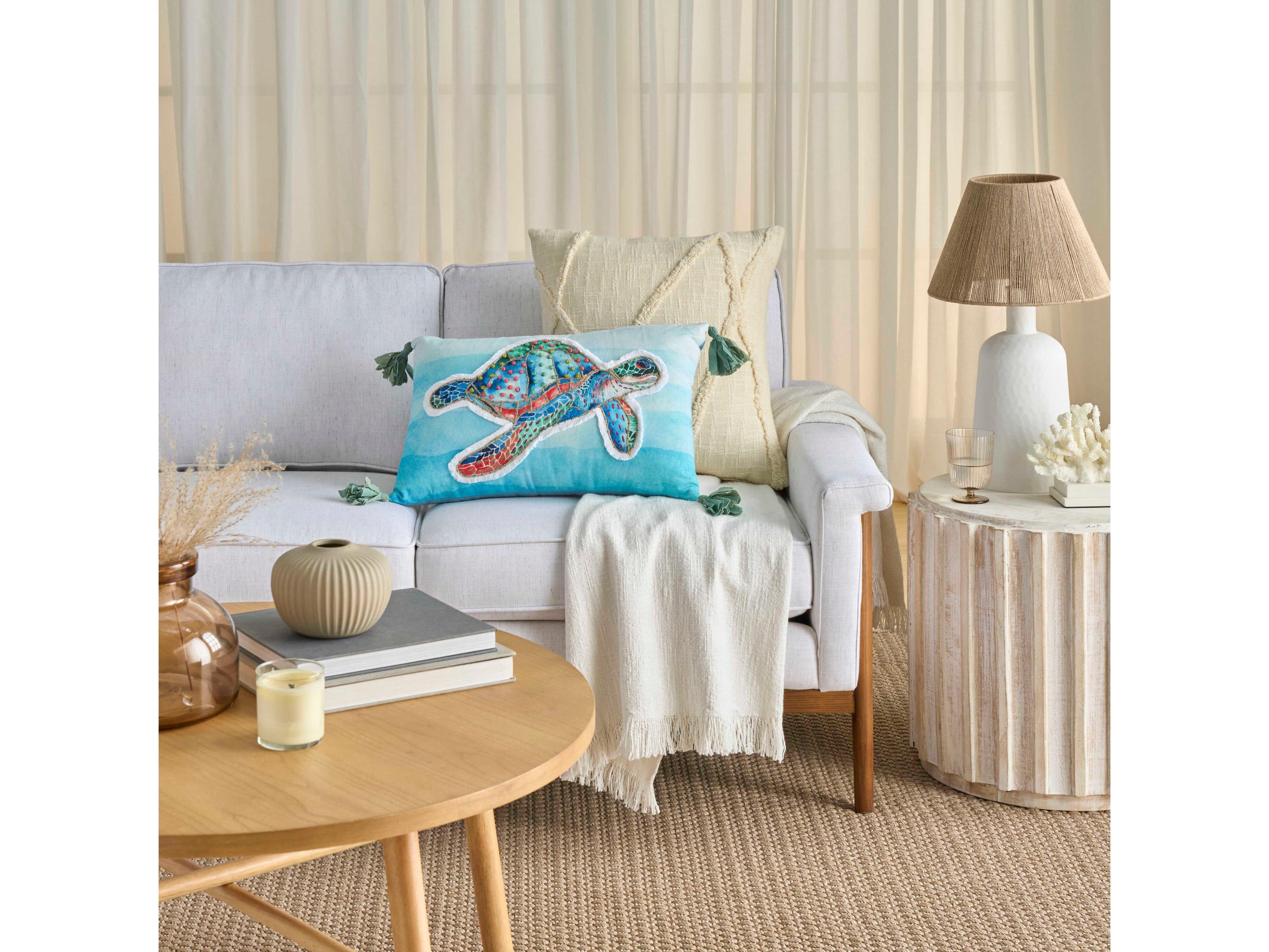 Nourison Mina Victory Coastal Embellished S.Turtle Pillow