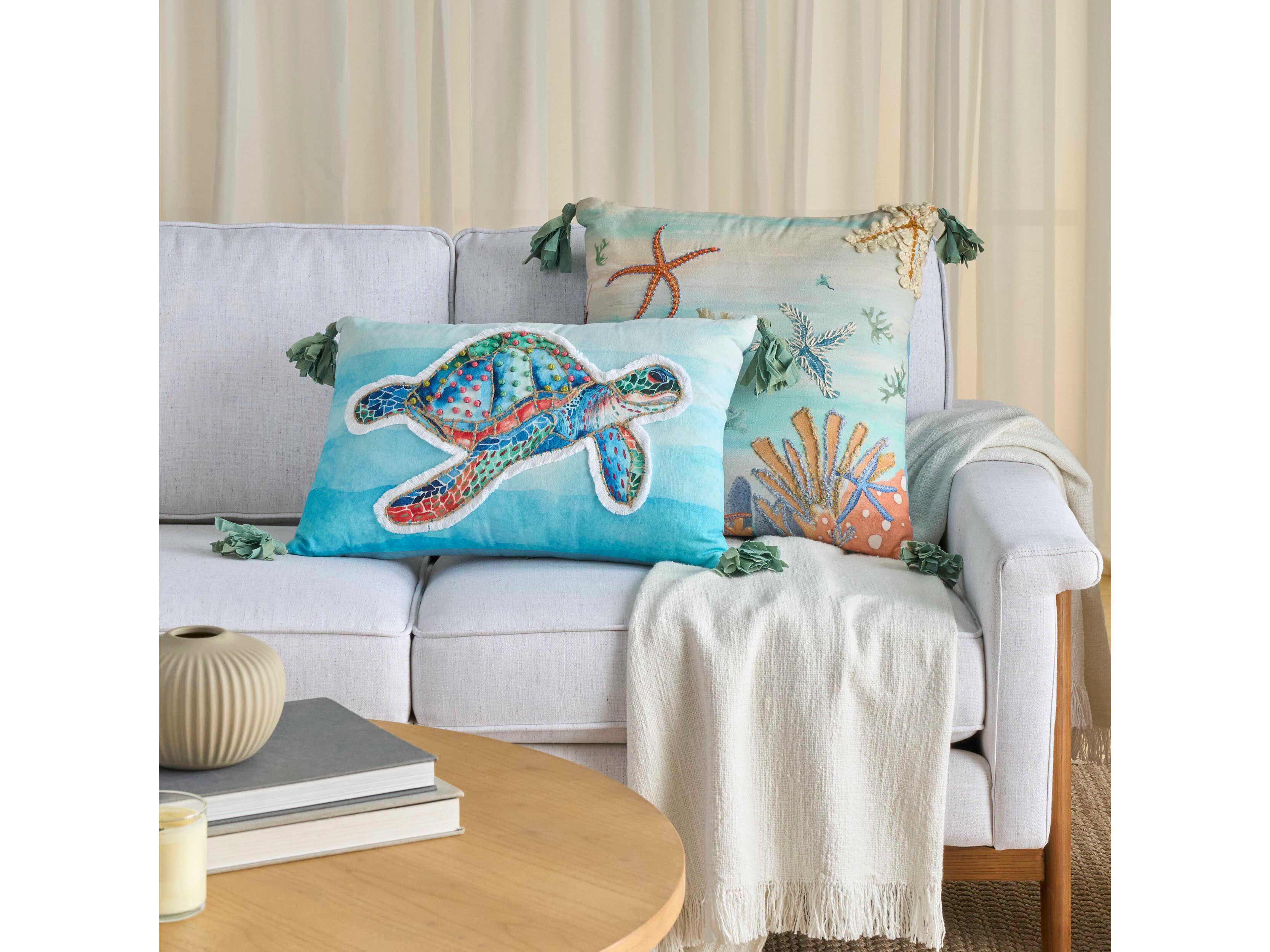Nourison Mina Victory Coastal Embellished S.Turtle Pillow