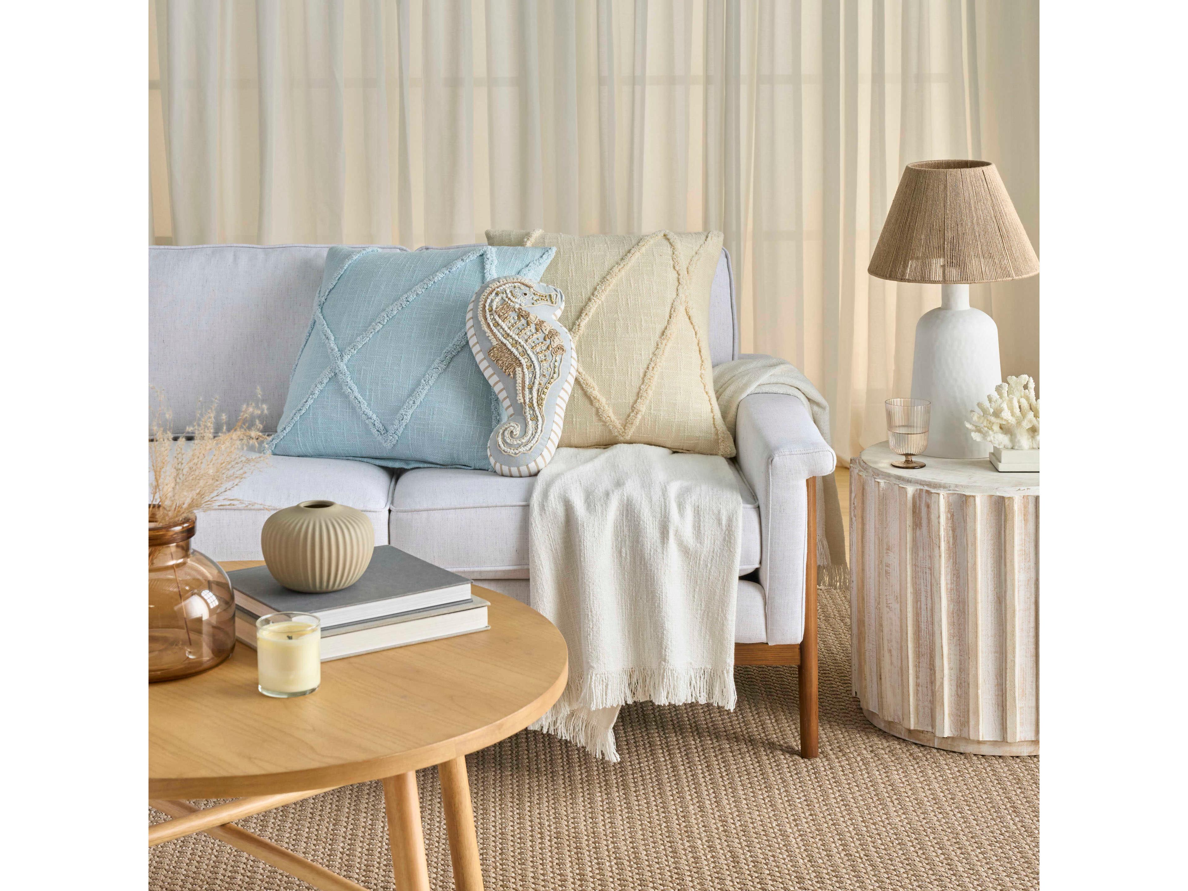 Nourison Mina Victory Coastal Embellished Seahorse Pillow