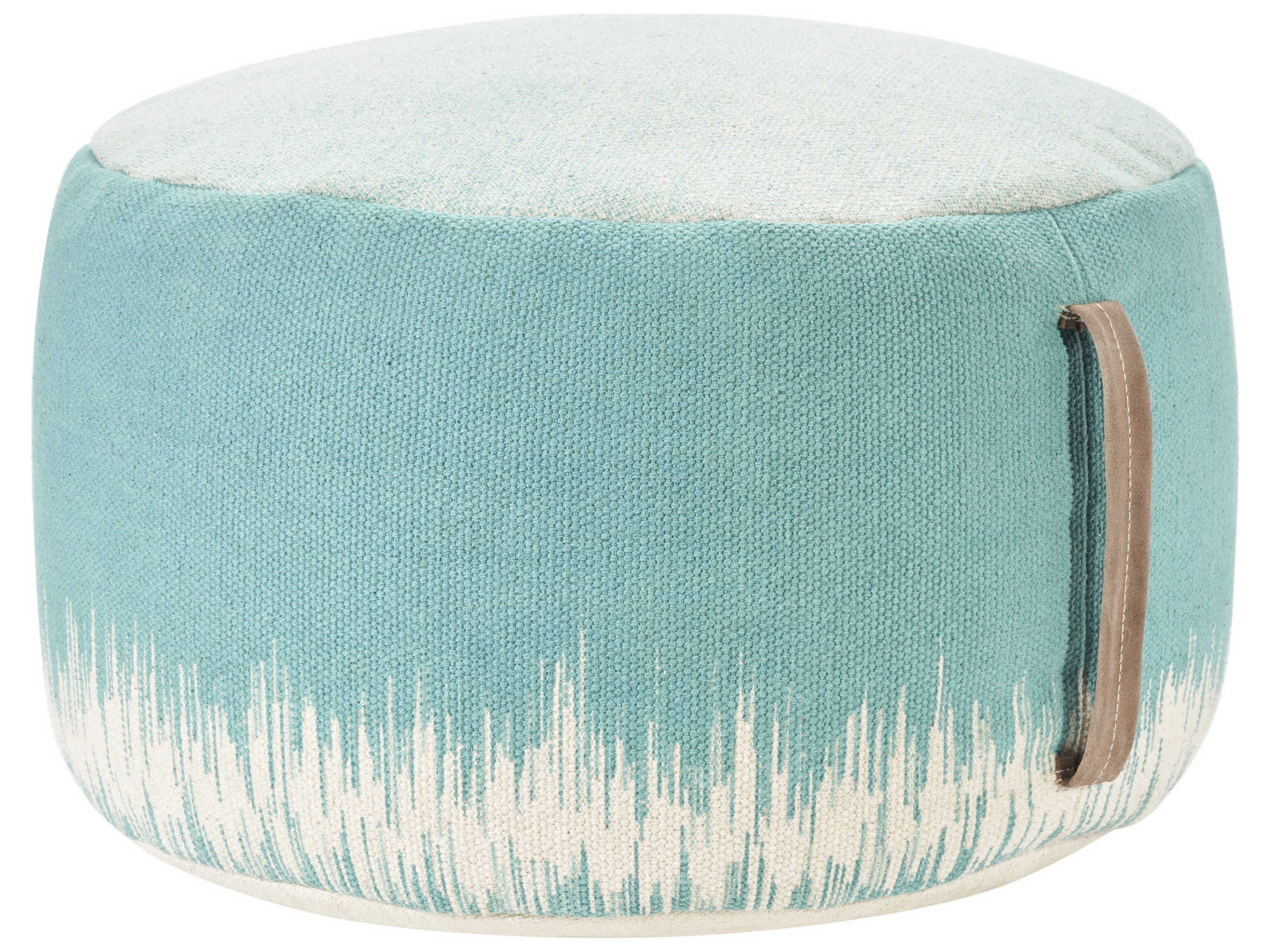 Nourison Life Styles Turquoise Blue Upholstered Ottoman