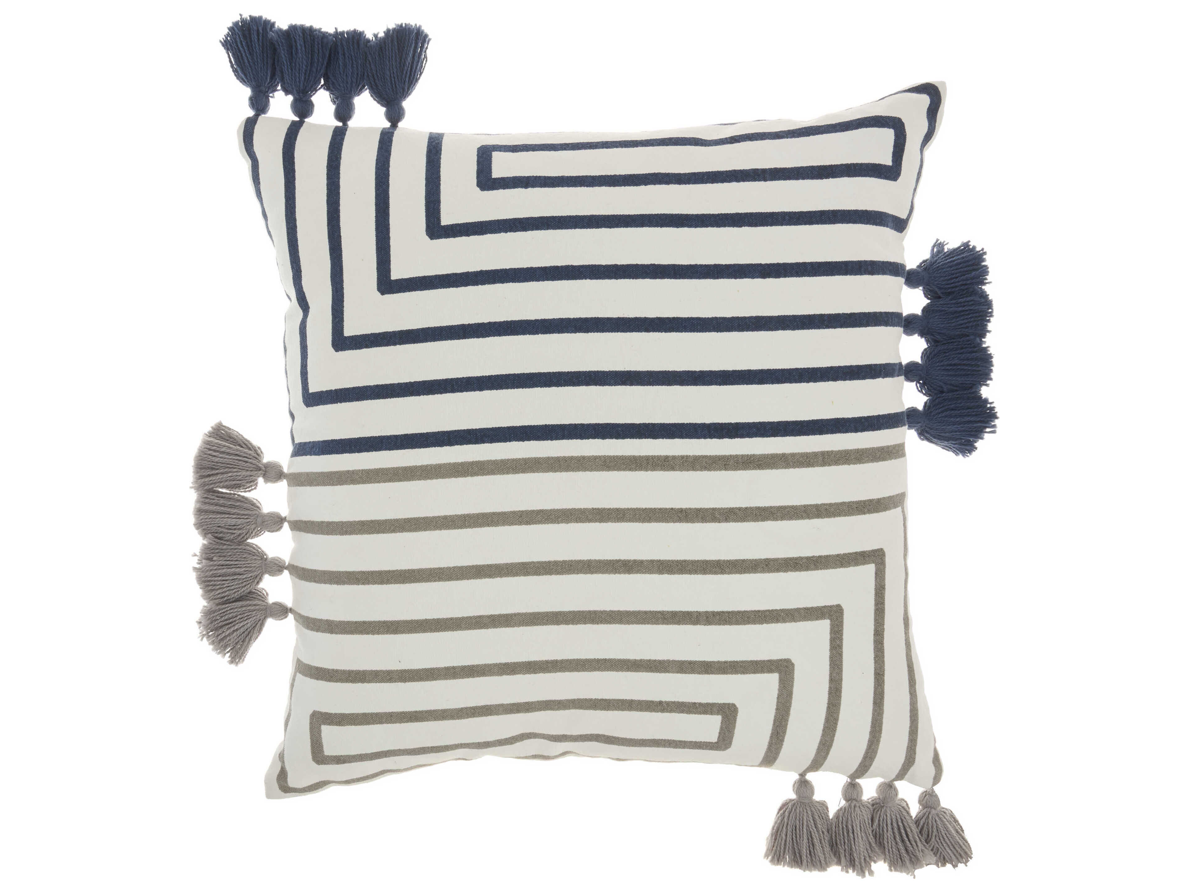 Nourison Life Styles Light Grey / Navy 18" x 18" Pillow