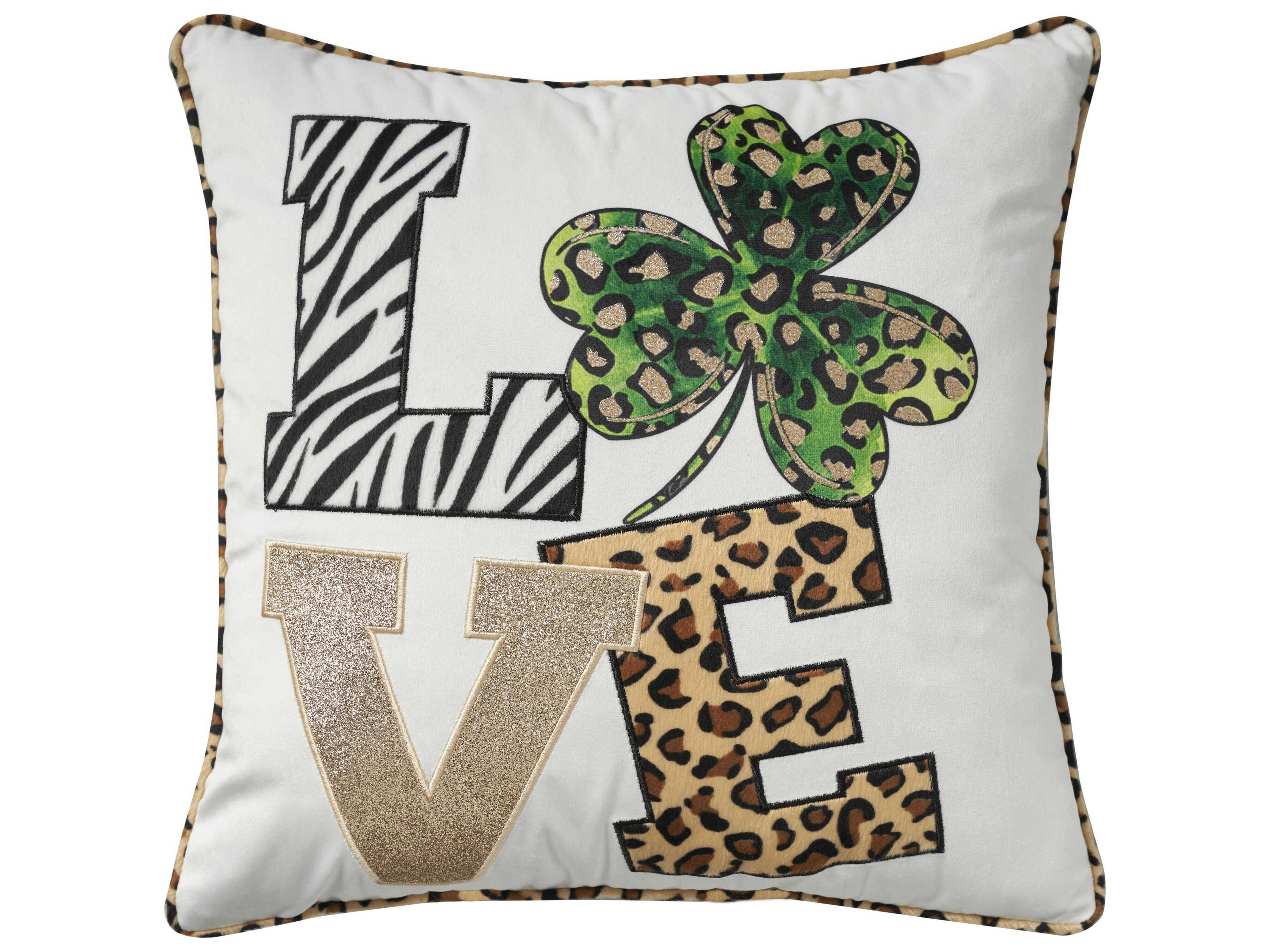 Nourison Holiday Pillows Multicolor 16" x 16" Shamrock Love Pillow
