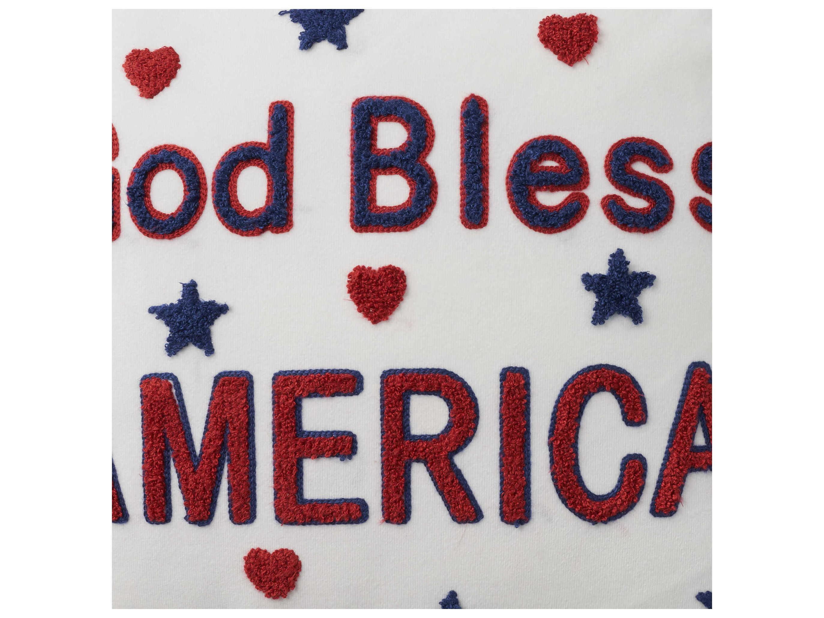 Nourison Holiday Pillows White 18" x 18" God Bless America Pillow