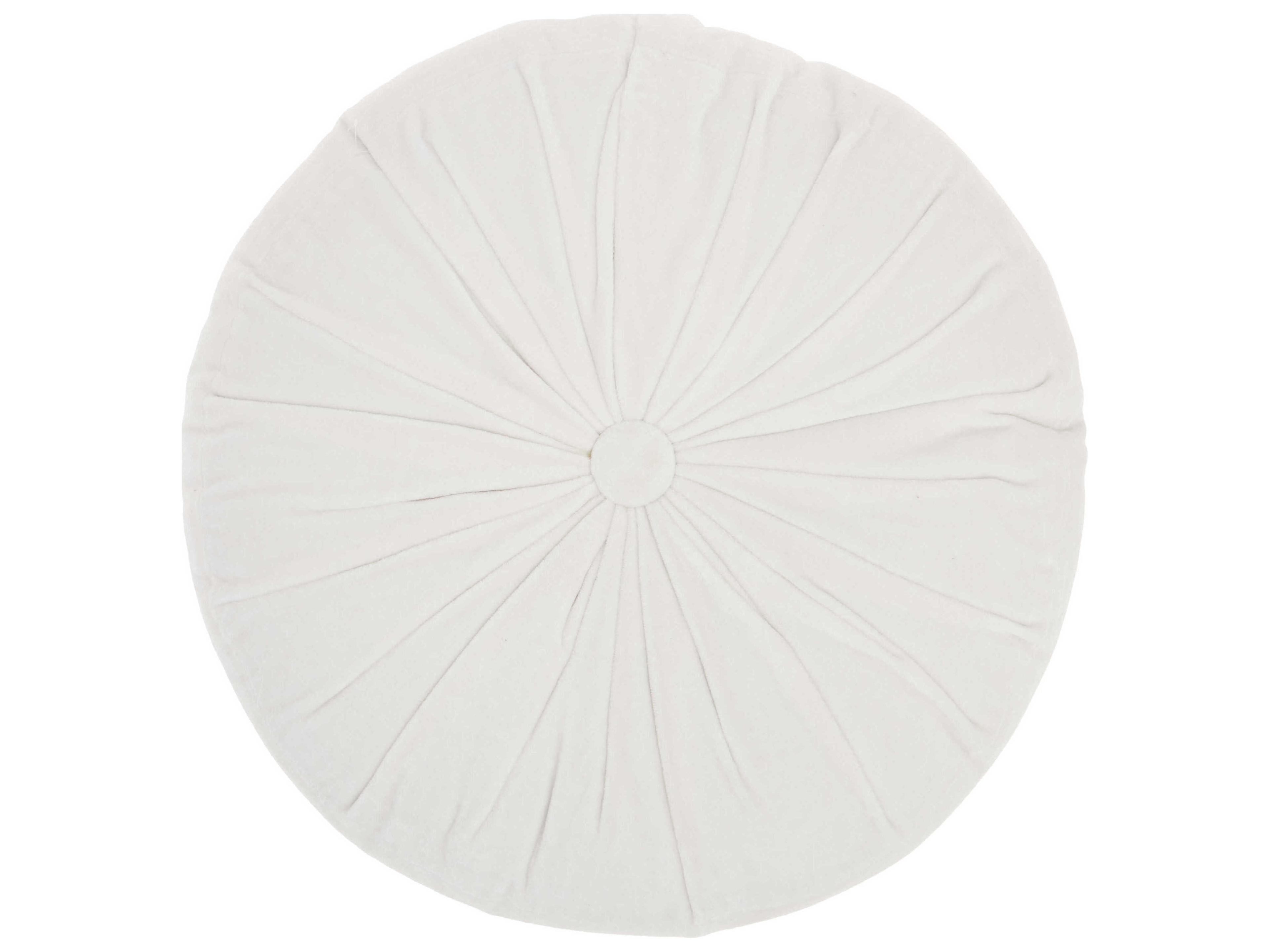 Nourison Sofia Cream 16" x 16" Round Ruched Velvet Pillow