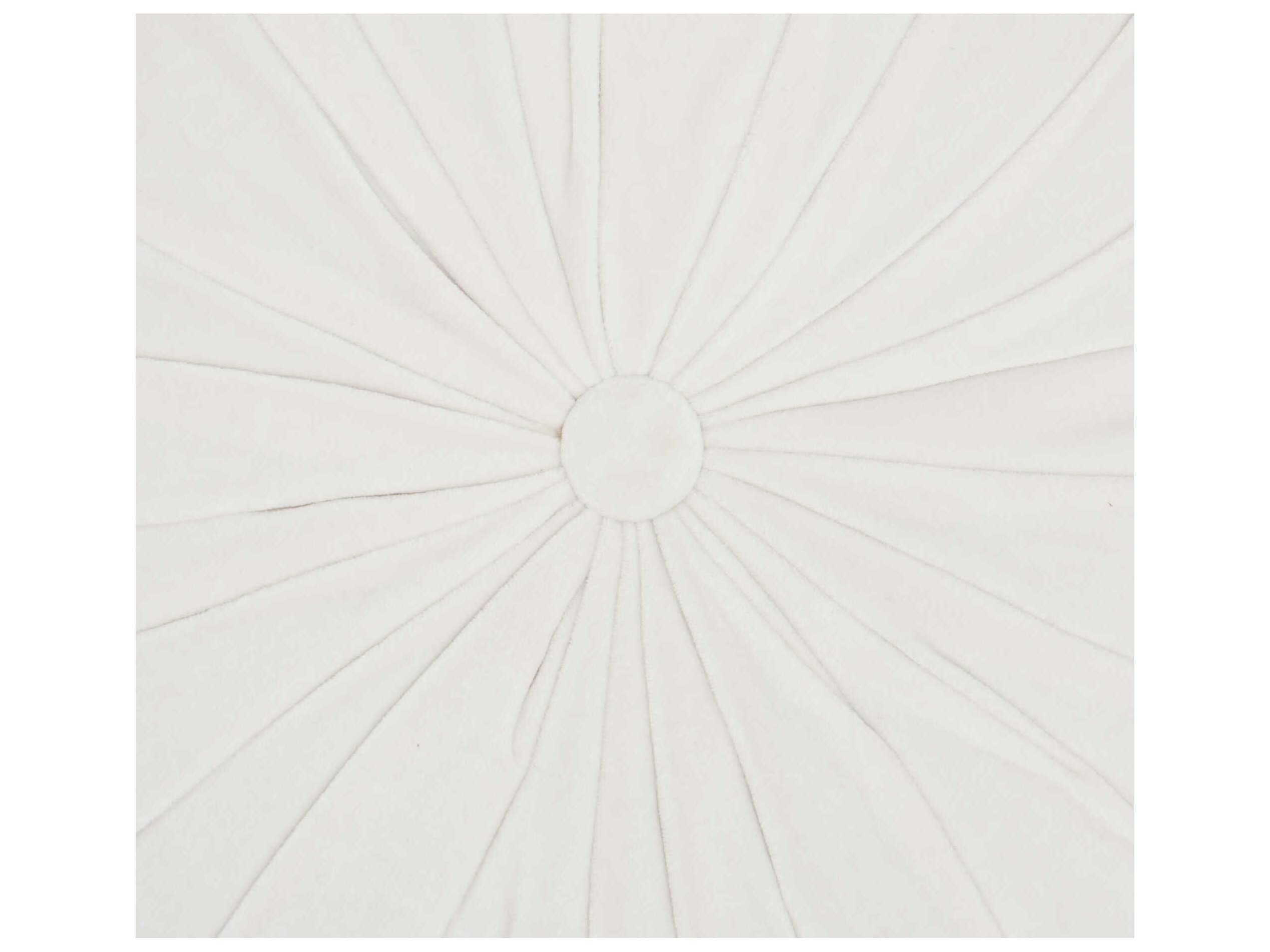 Nourison Sofia Cream 16" x 16" Round Ruched Velvet Pillow