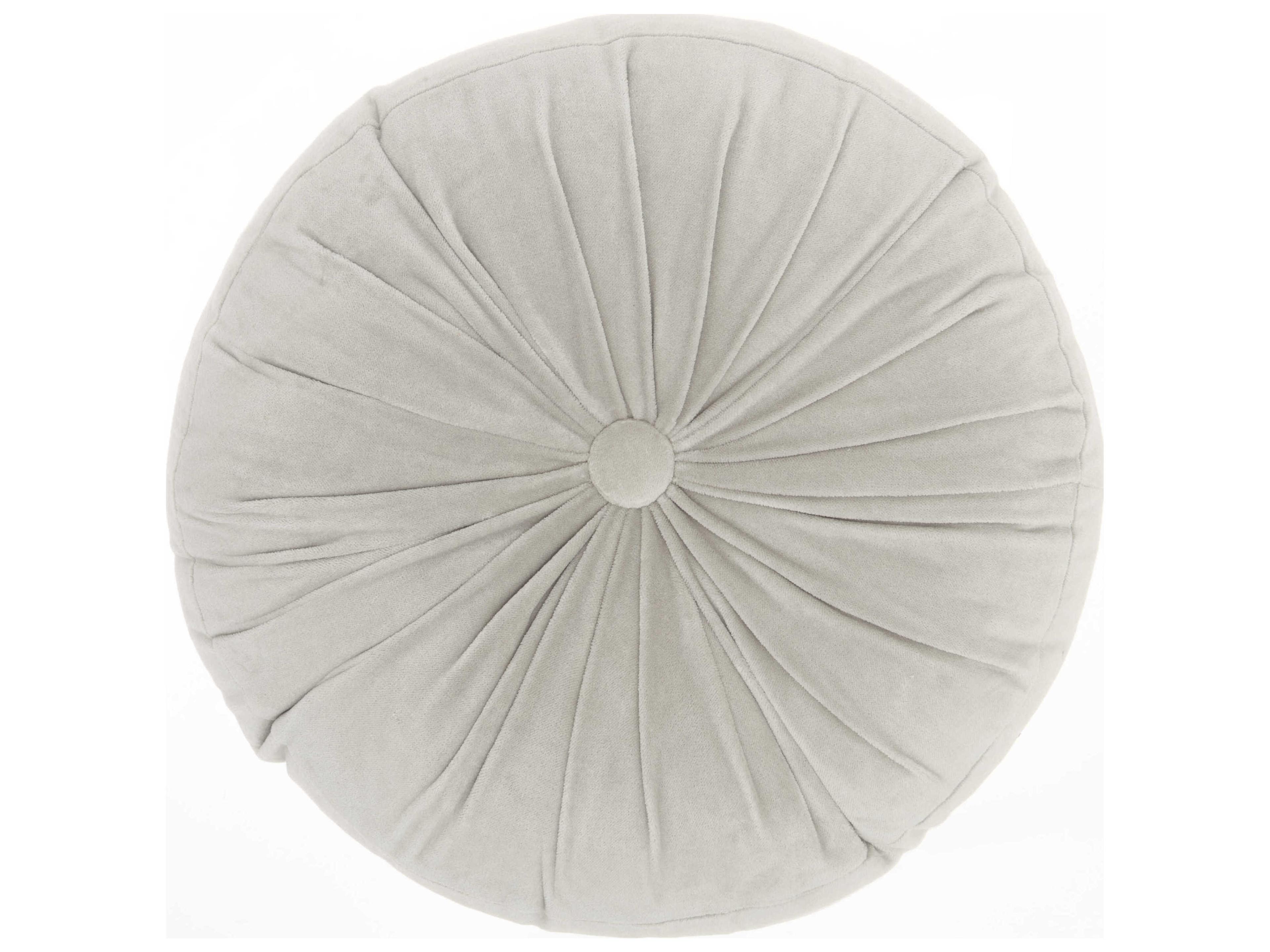 Nourison Sofia Lt Grey 16" x 16" Round Ruched Velvet Pillow