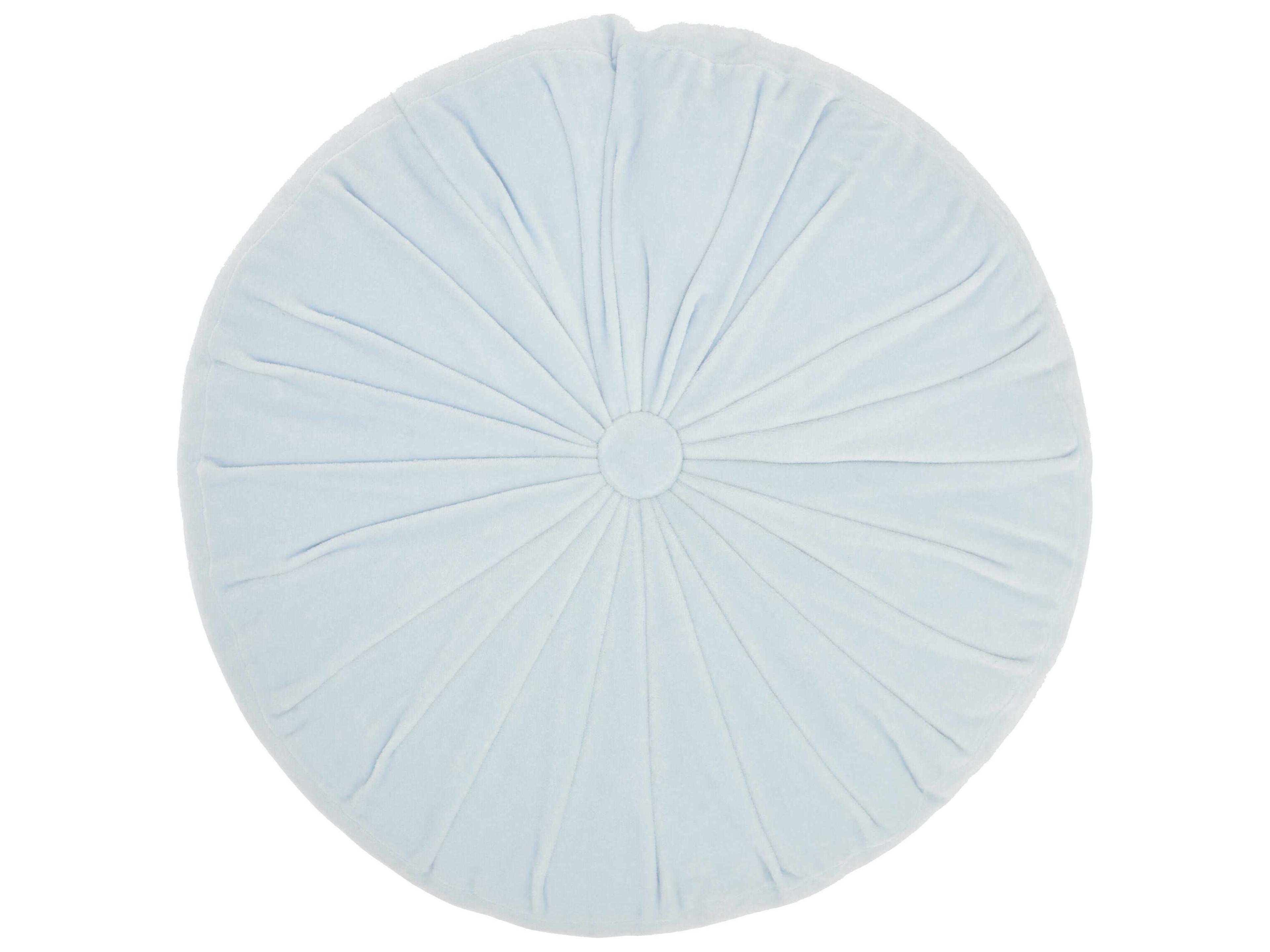Nourison Sofia Sky 16" x 16" Round Ruched Velvet Pillow