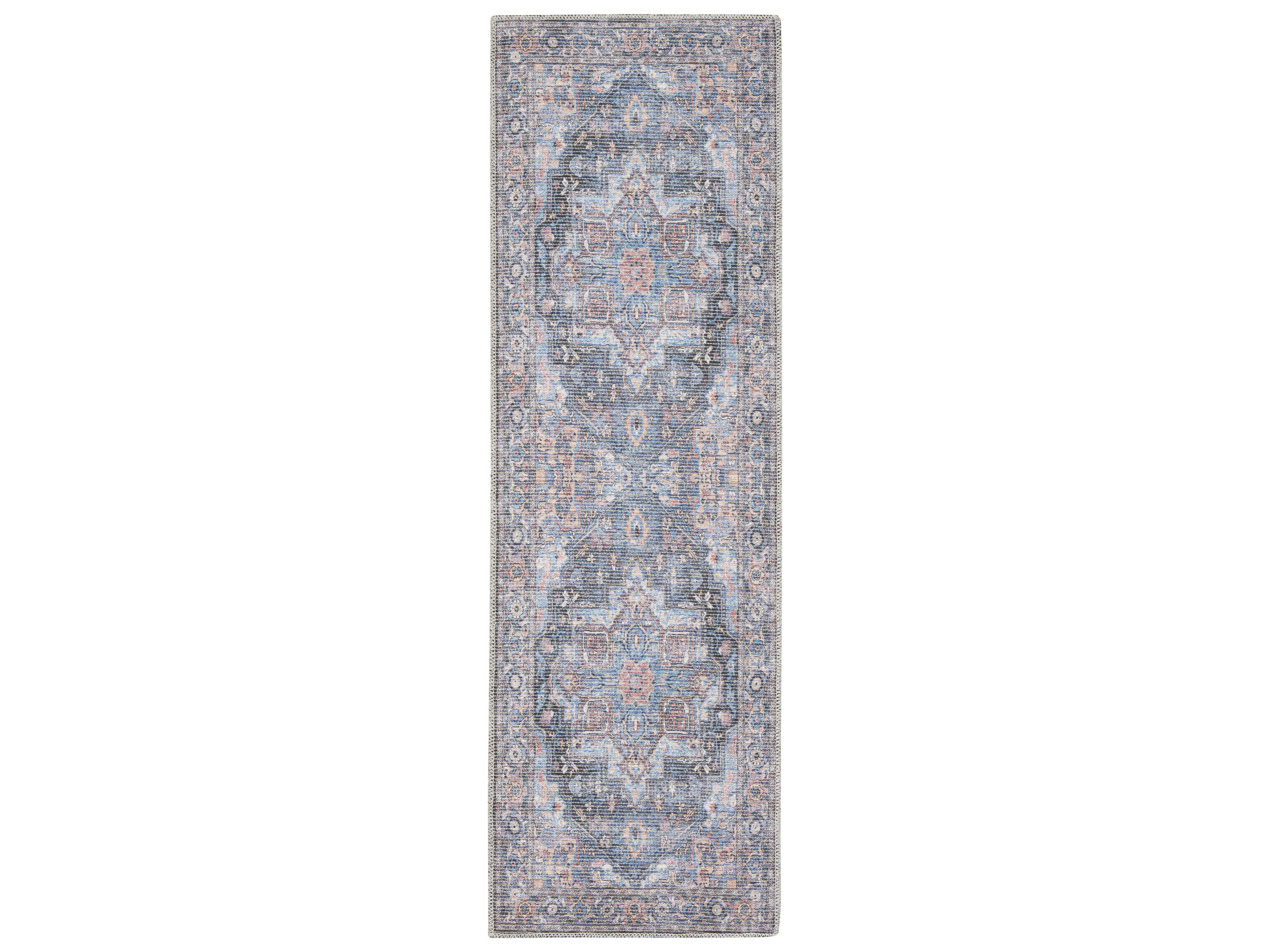 Nourison Machine Washable Series-1 Bordered Runner Area Rug