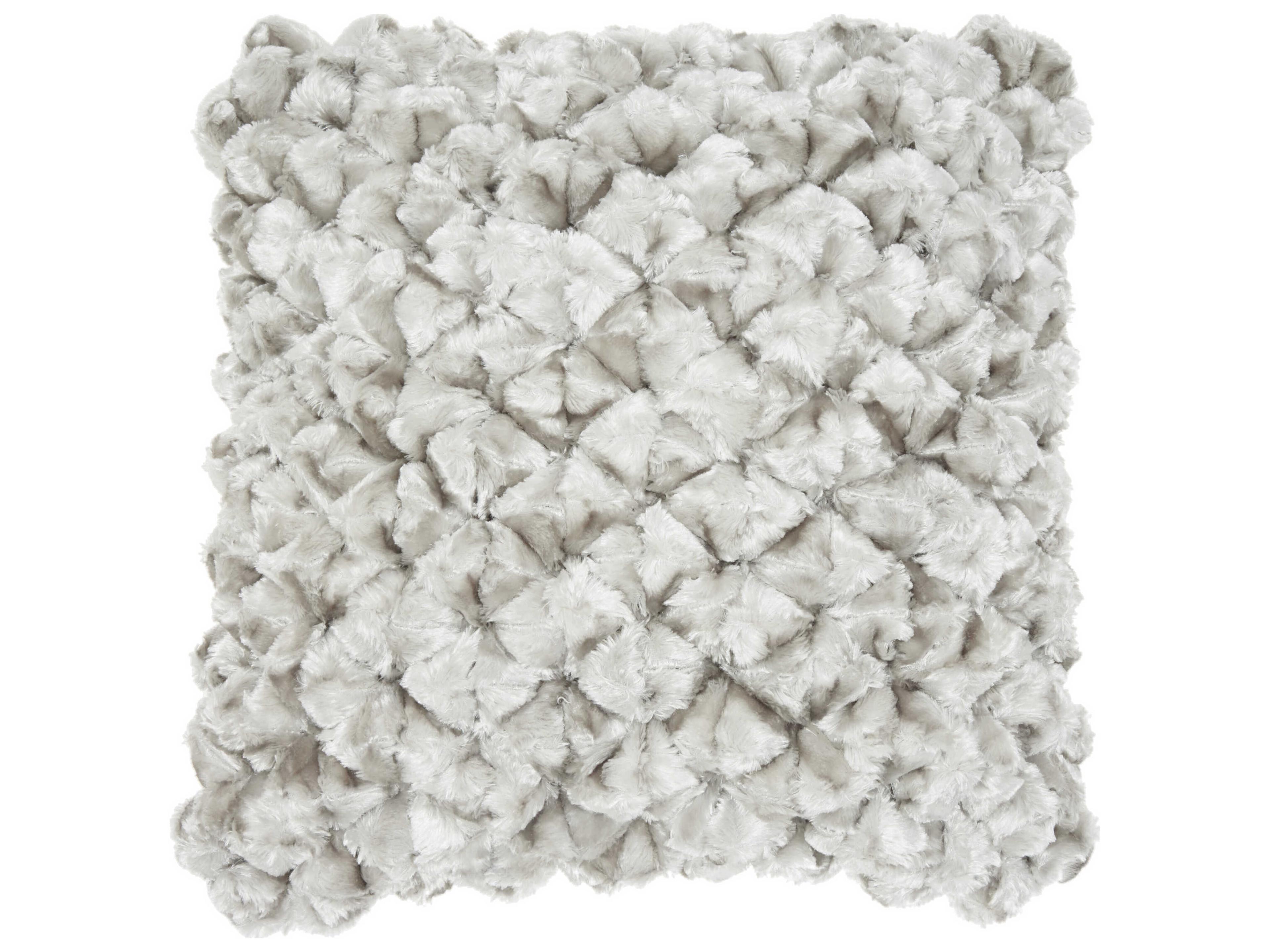 Nourison Sofia Silver 20" x 20" Velvet Shimmer Poms Pillow