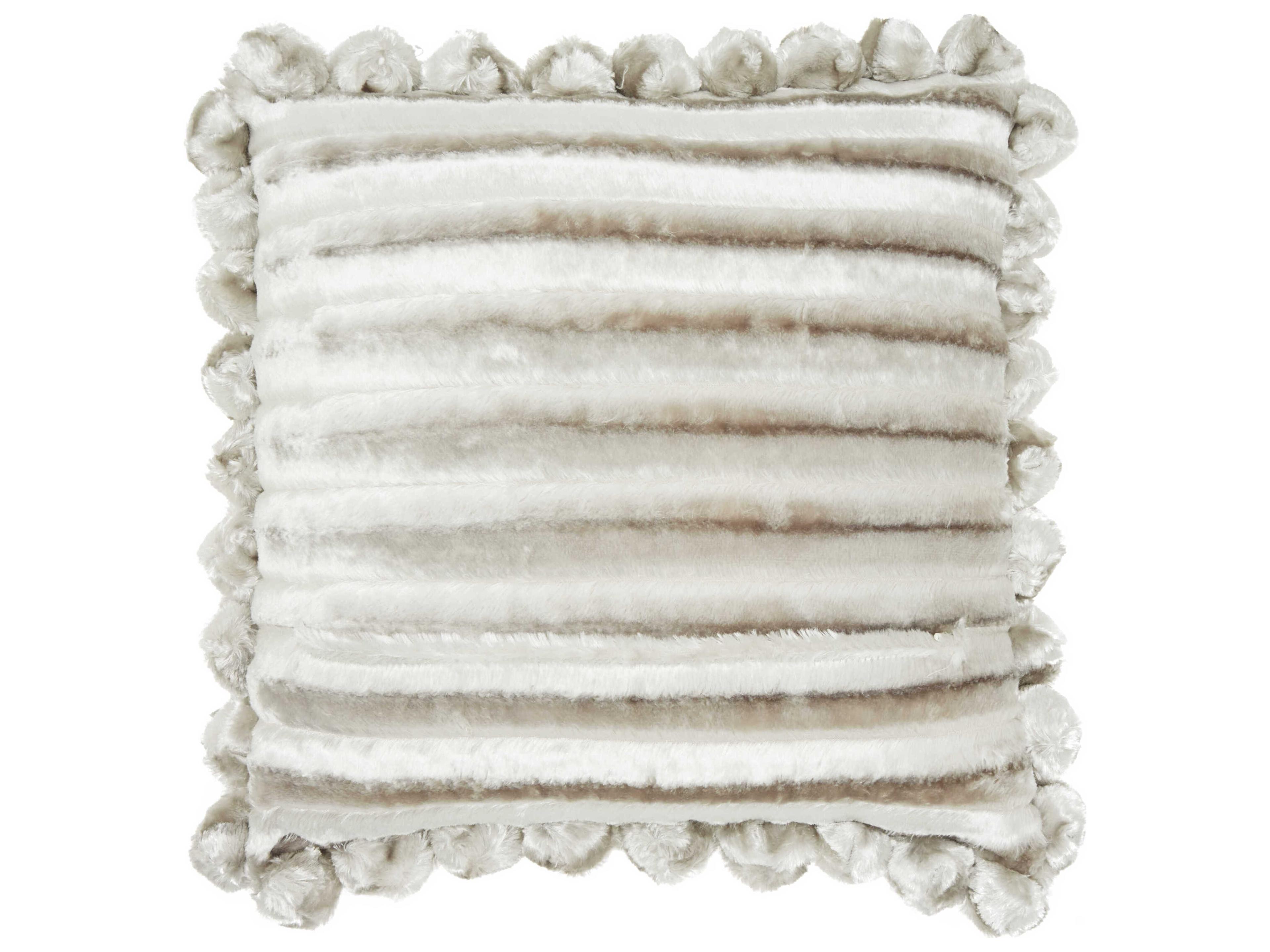 Nourison Sofia Silver 20" x 20" Velvet Shimmer Poms Pillow