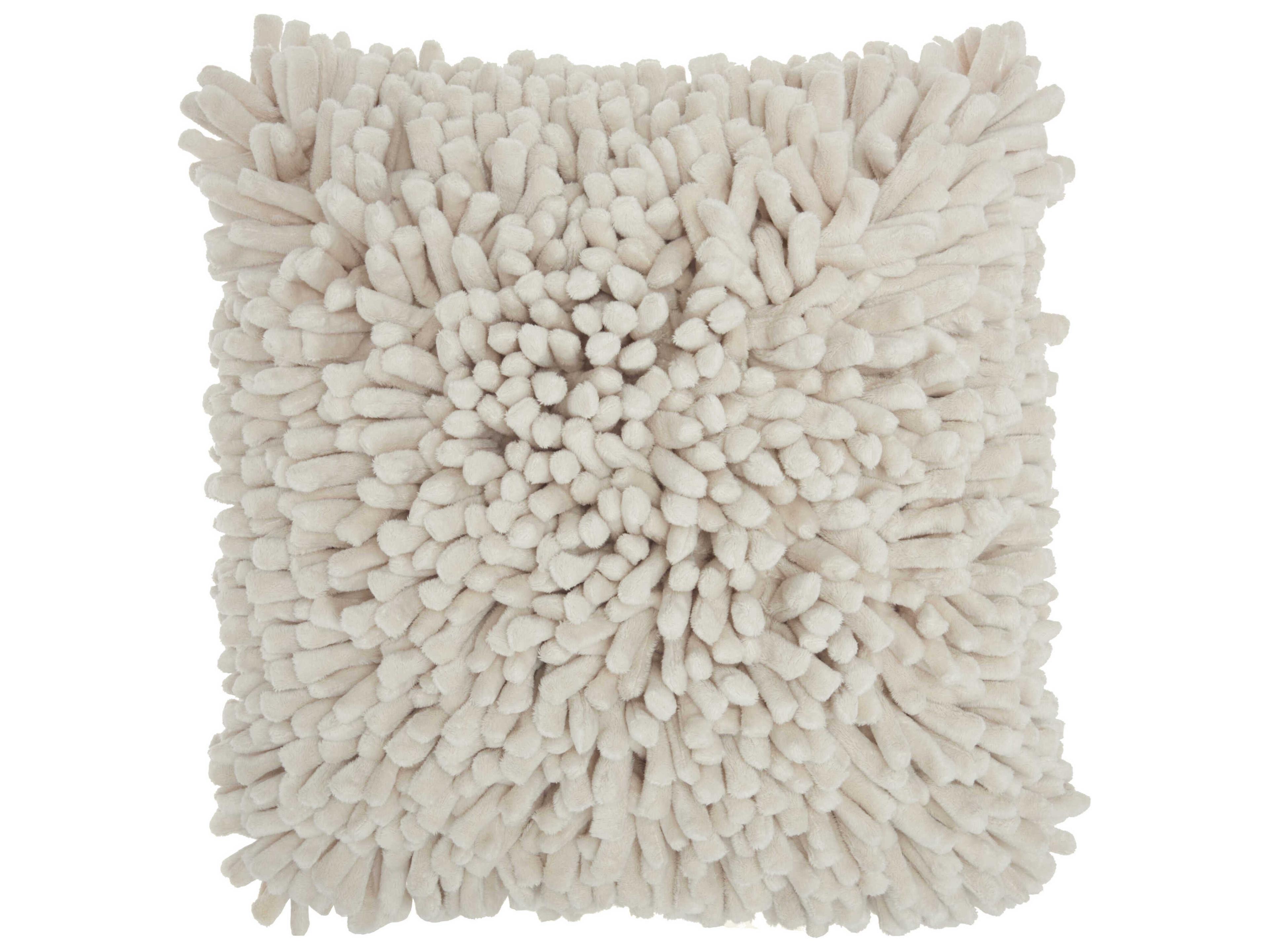 Nourison Sofia Ivory 20" x 20" Velvet Sponge Finger Pillow