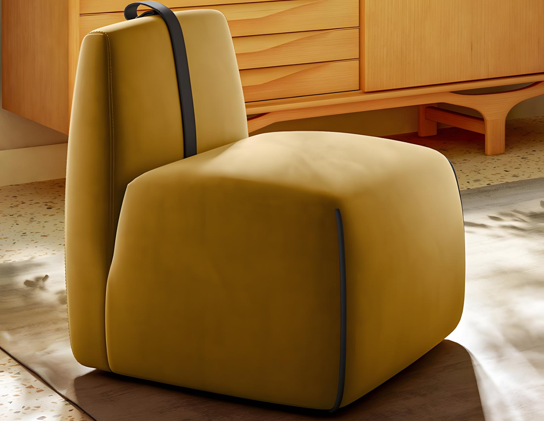 Natuzzi Editions Gaia Slipper Chair with Leather Belt