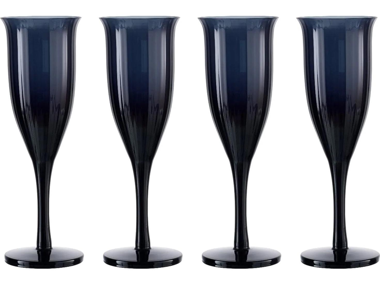 NUDE Omnia Bey Dark Blue Champagne Glass Set of 4
