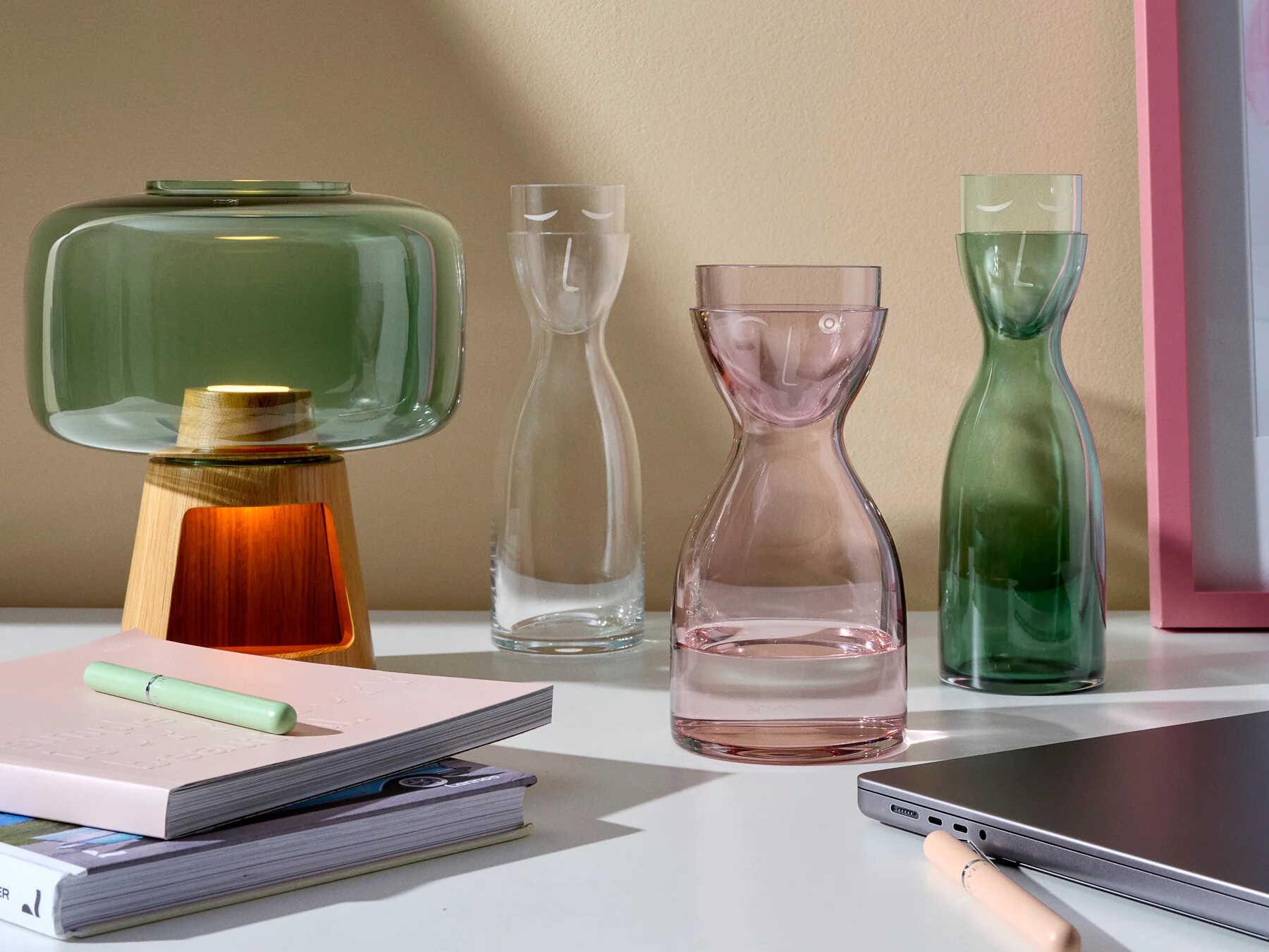 NUDE Tree Oak Green Glass Brown Table Lamp