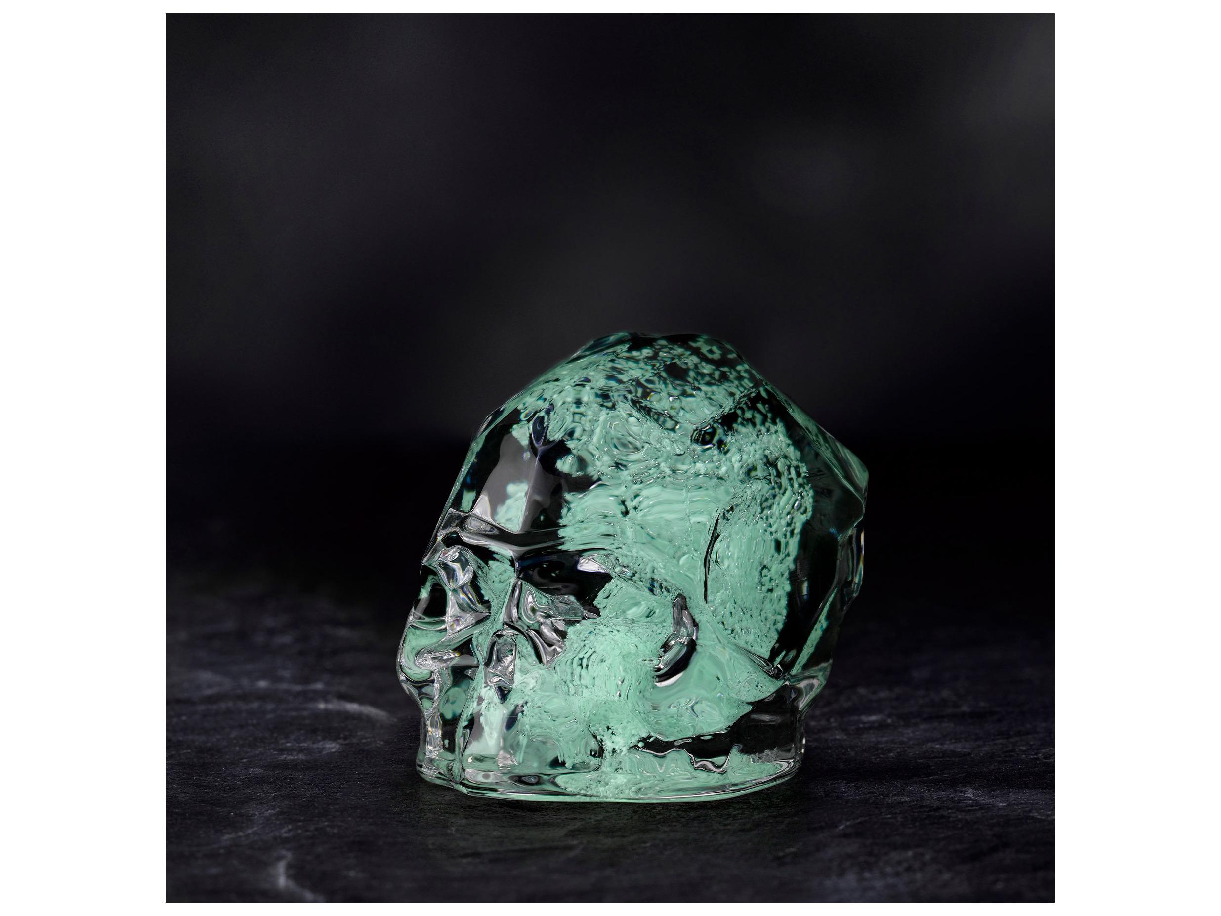 NUDE Memento Mori Luminous Green Faceted Skull