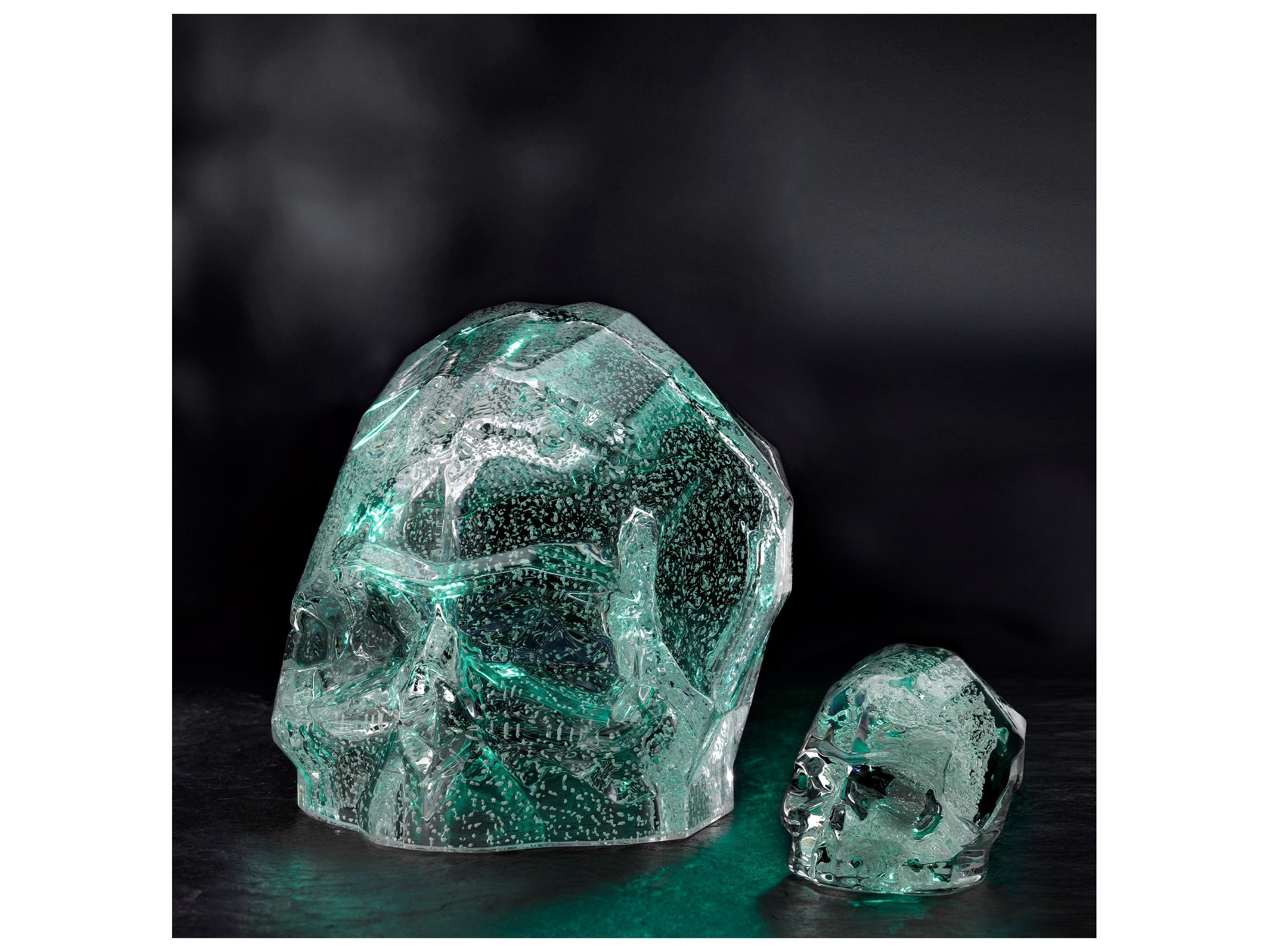NUDE Memento Mori Luminous Green Faceted Skull
