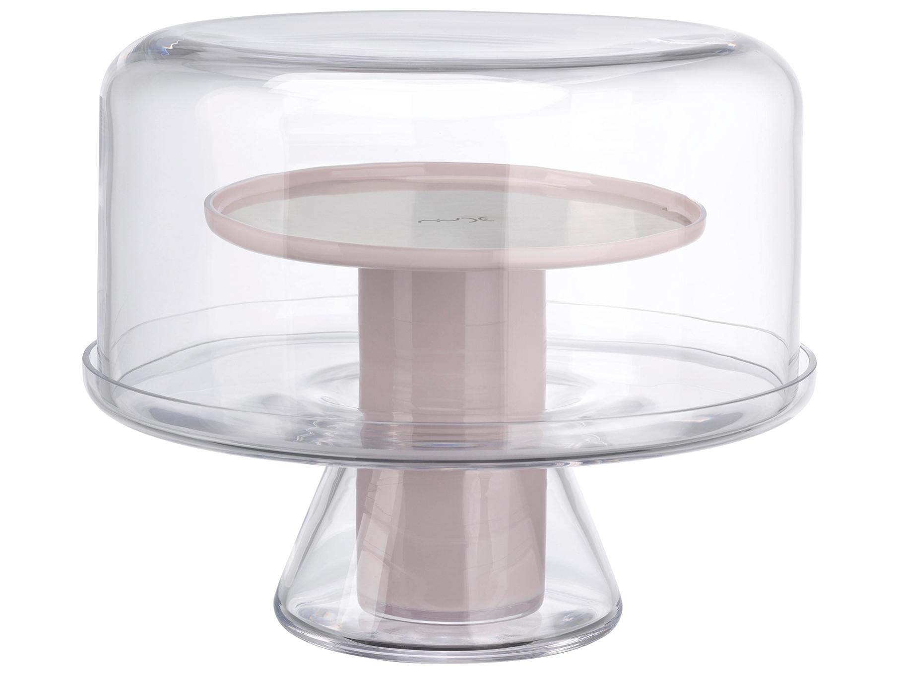 NUDE Bloom Clear Opal Pink Cake Stand with Dome