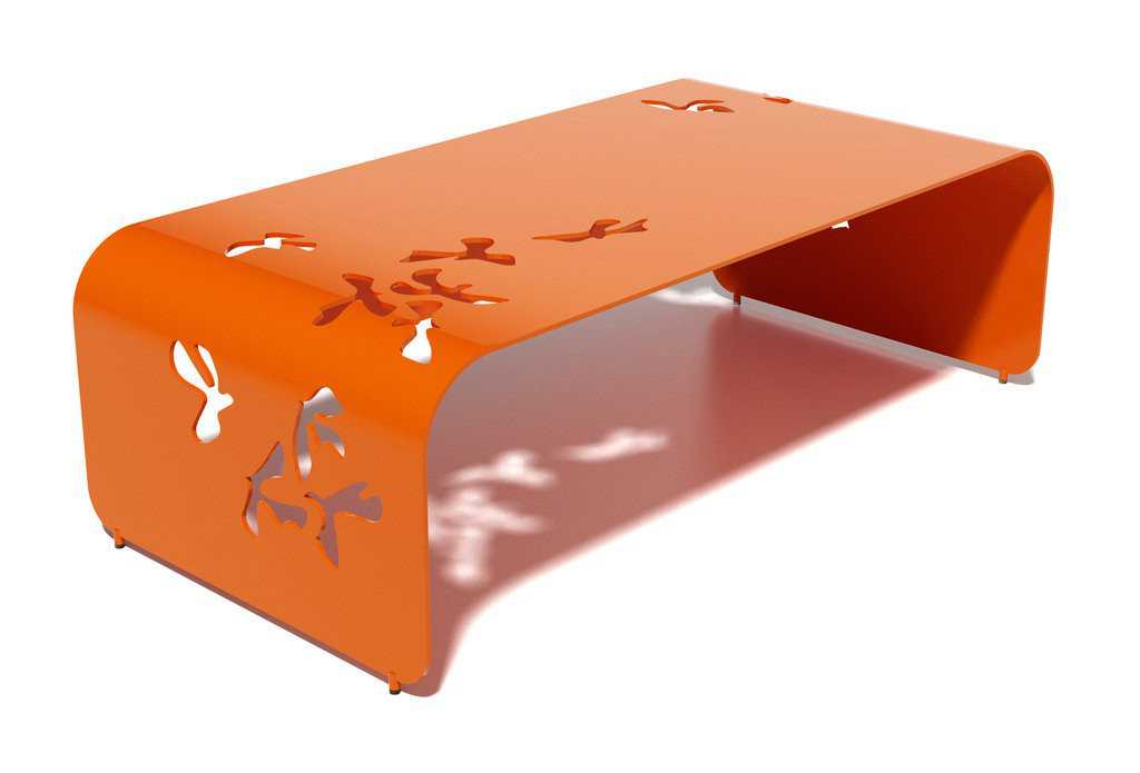 Orange Rectangular Metal Coffee Table