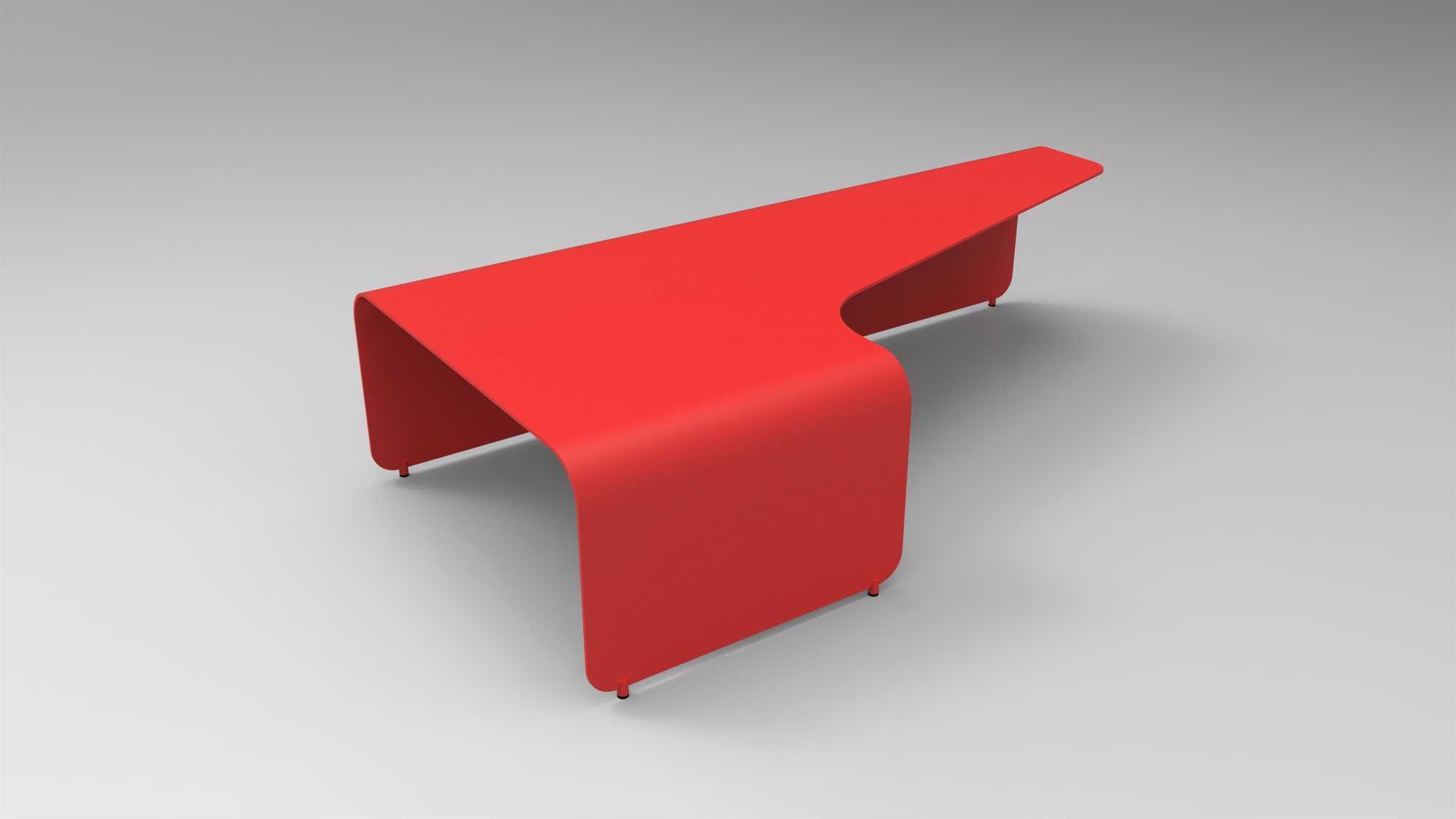 Orange Rectangular Metal Coffee Table