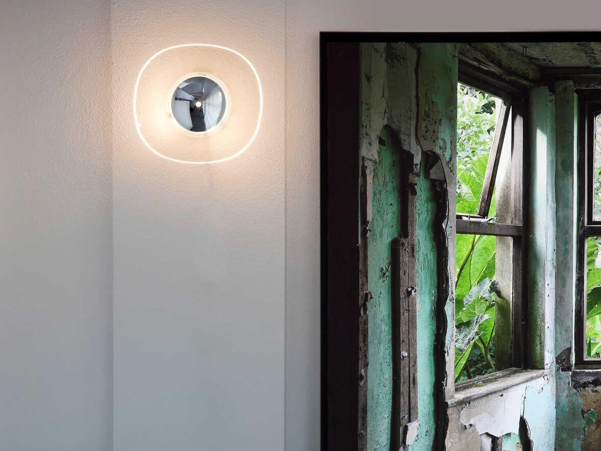 Oluce Yolk 1-Light Nickel Clear Glass Wall Sconce