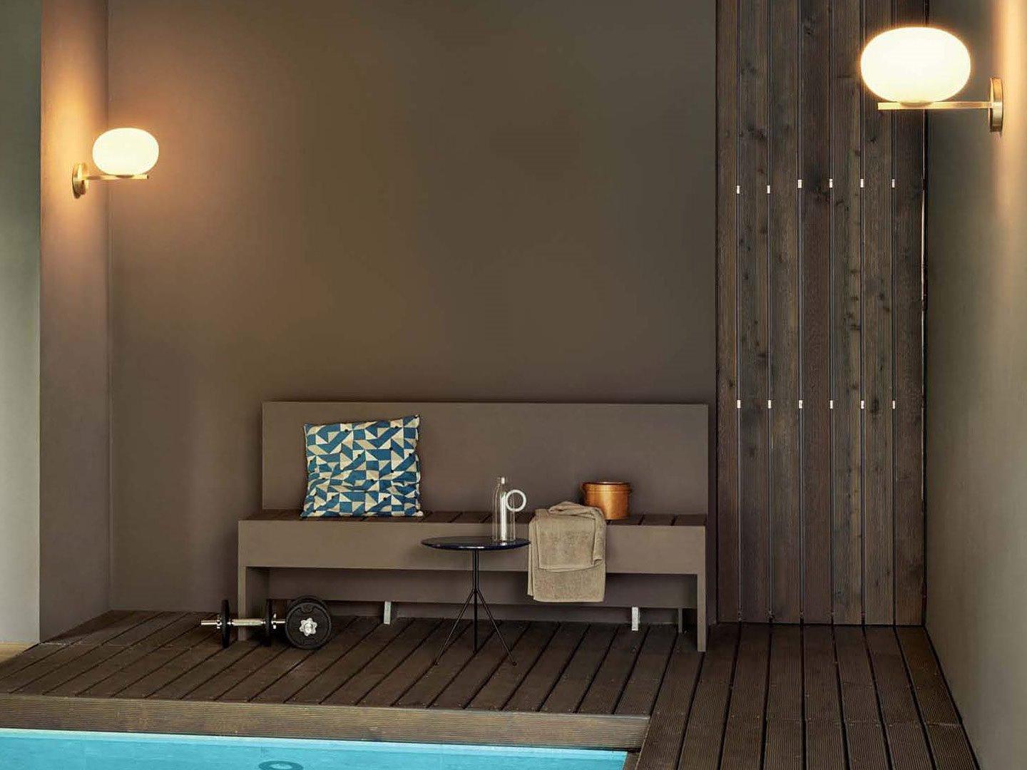 Oluce Alba 1-Light Satin Brass Polished Opaline Glass Wall Sconce