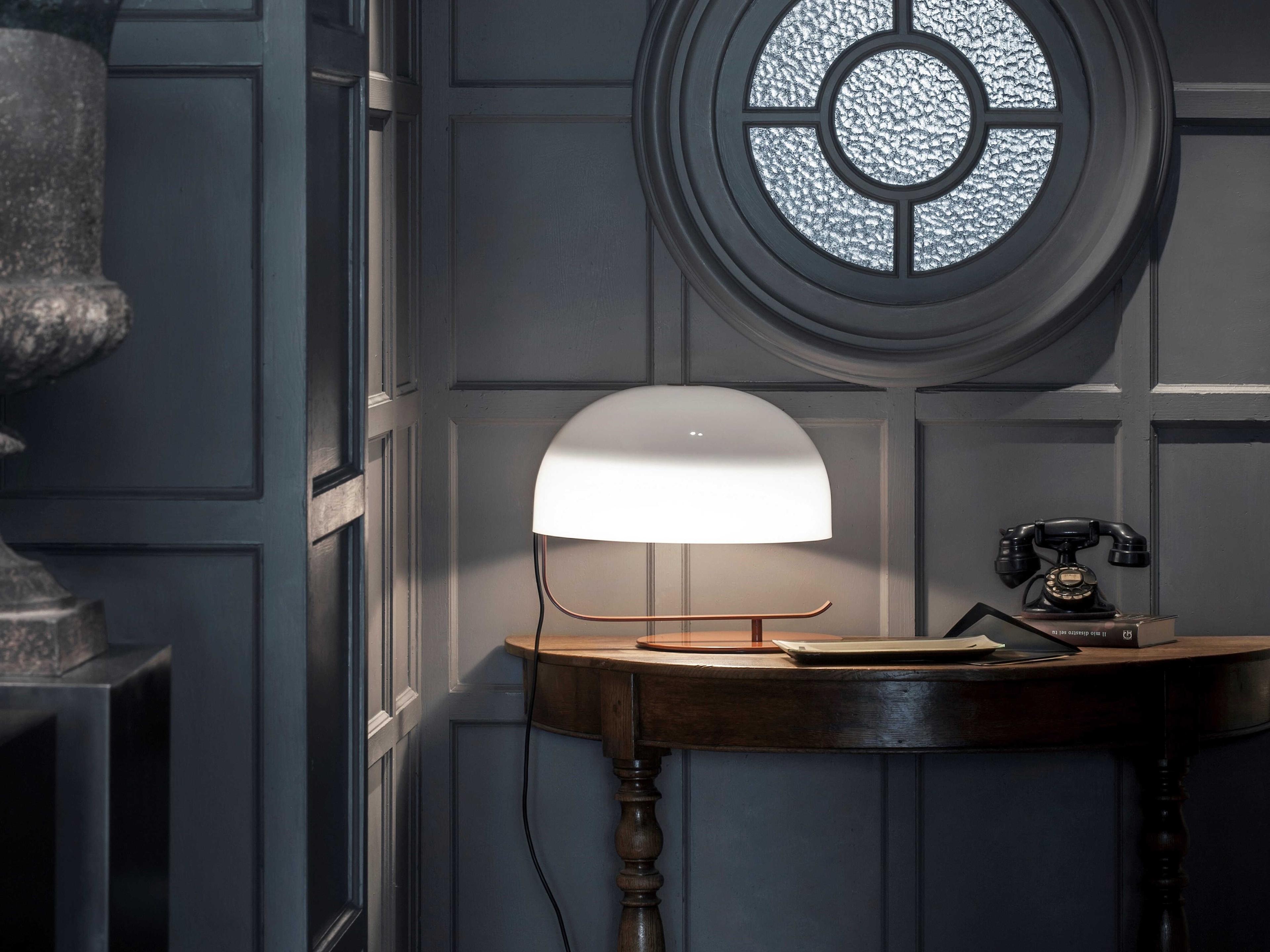 Oluce Zanuso Nut Brown Chrome Table Lamp