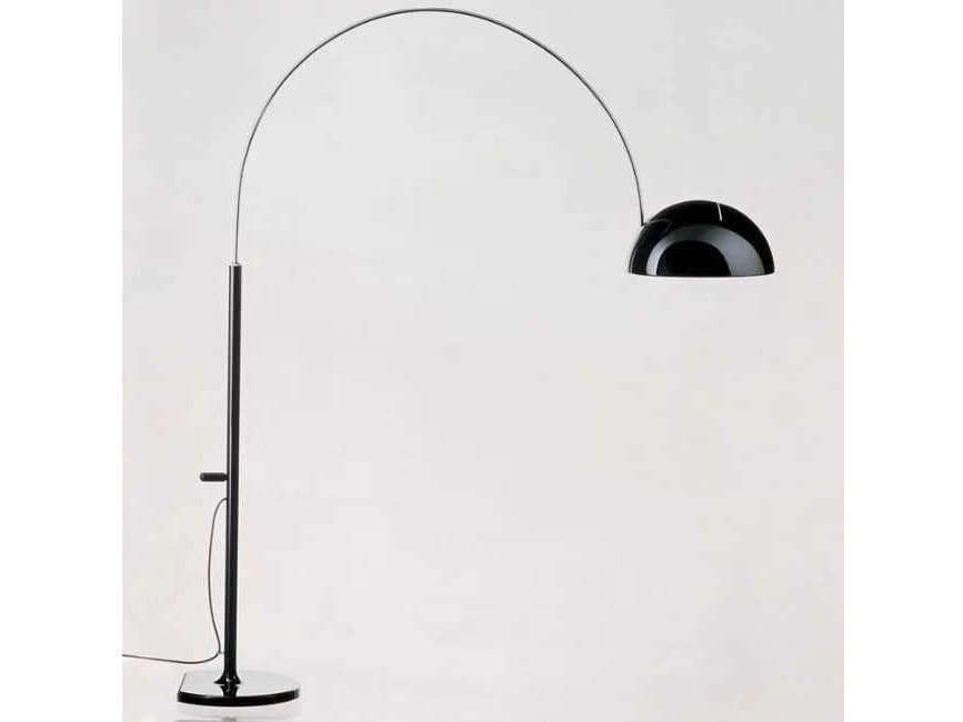 Oluce Coupe Lacquered Black Chrome Floor Lamp