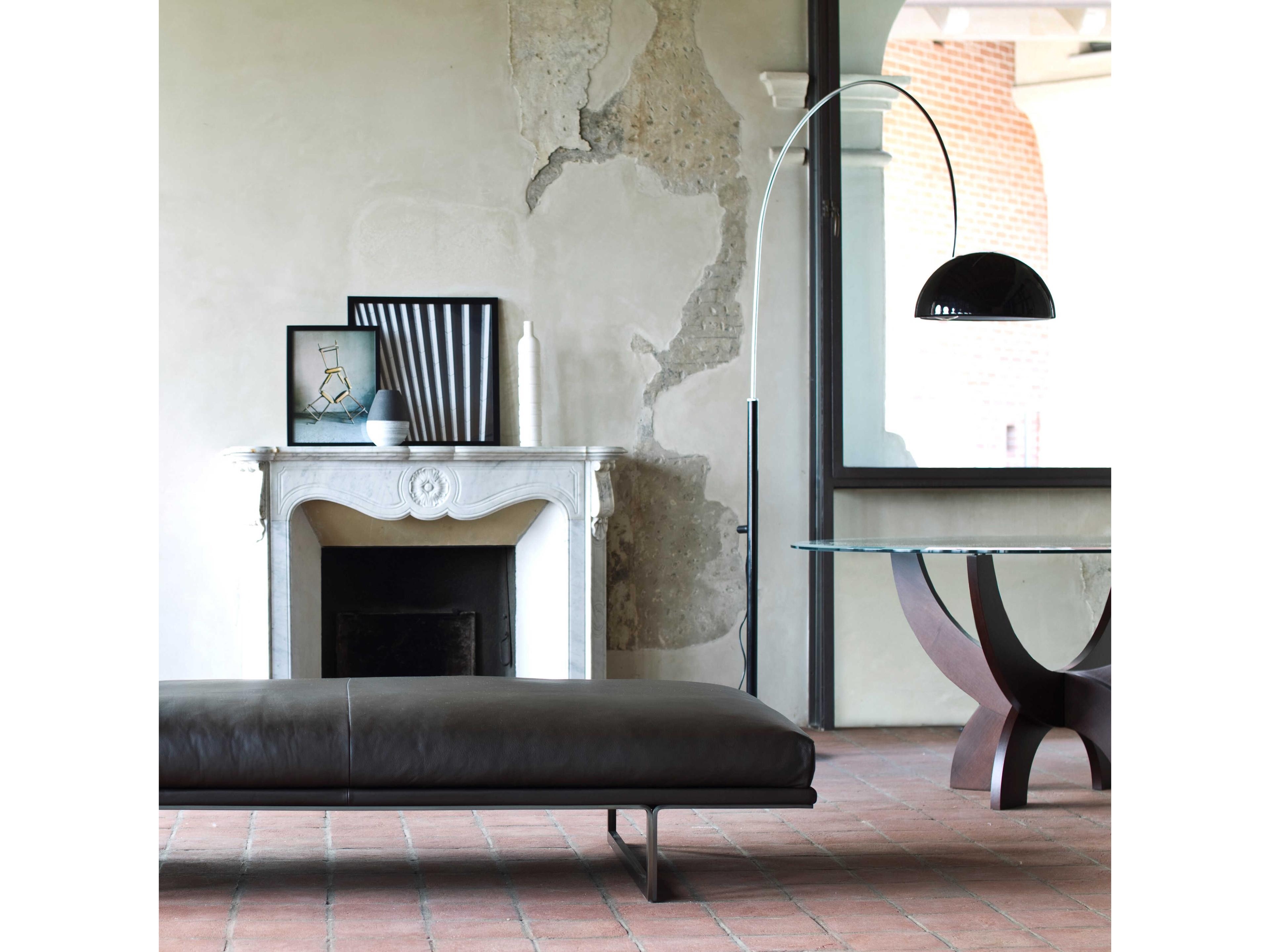 Oluce Coupe Lacquered Black Chrome Floor Lamp