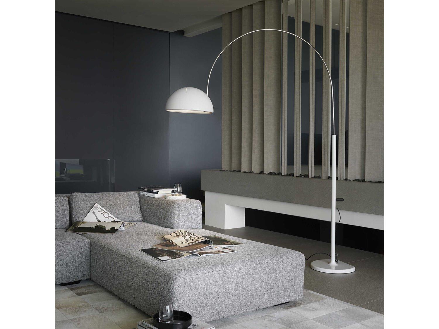 Oluce Coupe Lacquered White Chrome Floor Lamp