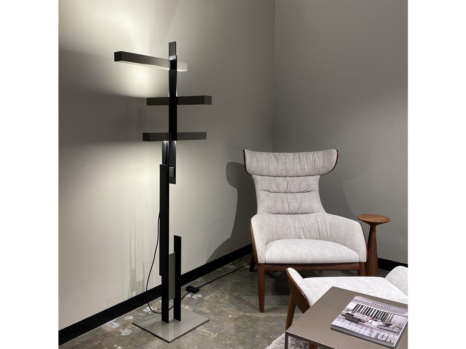 Oluce Las Matt Black Grey LED Floor Lamp